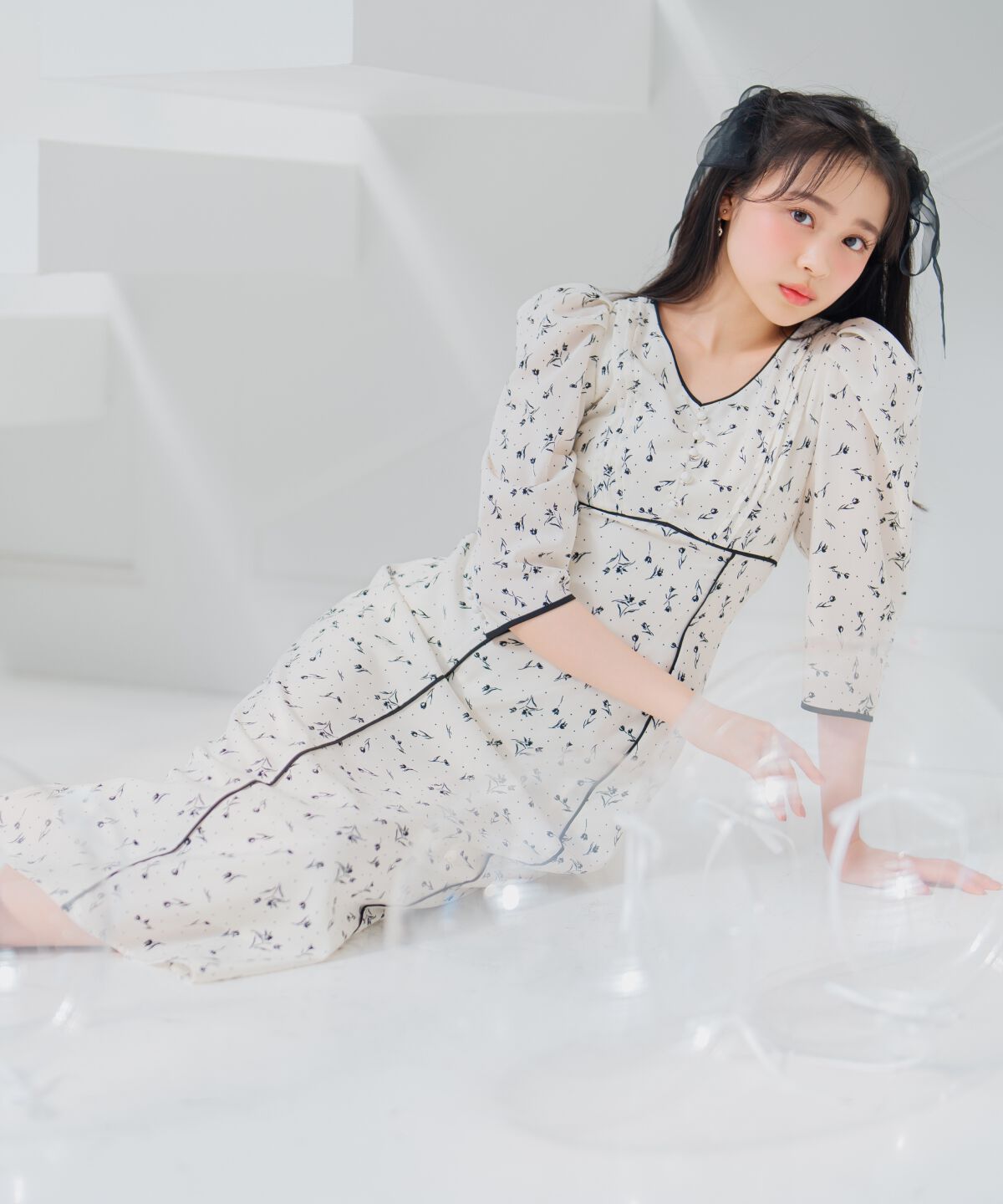 WILLSELECTION「フラワードットパイピングフレアワンピース」|ワンピース|