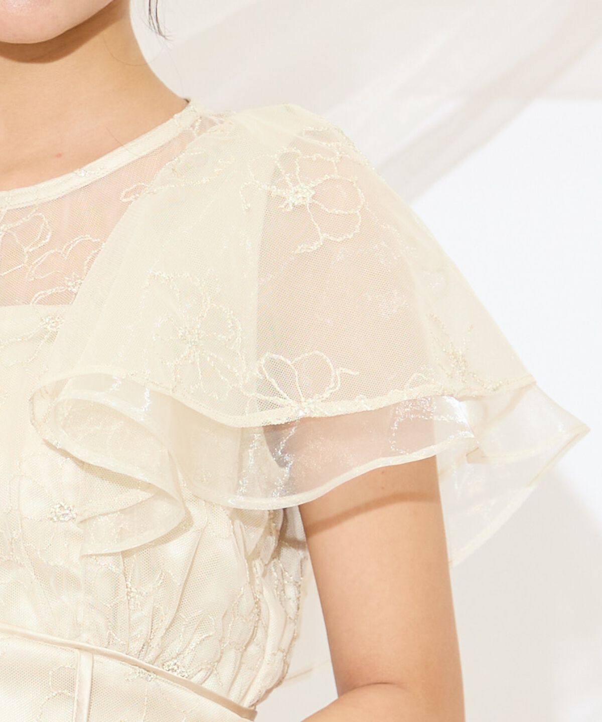 WILLSELECTION「ラッフルスリーブレースドレス」|ドレス|