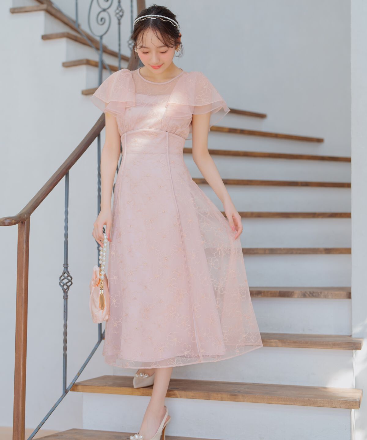 WILLSELECTION「ラッフルスリーブレースドレス」|ドレス|