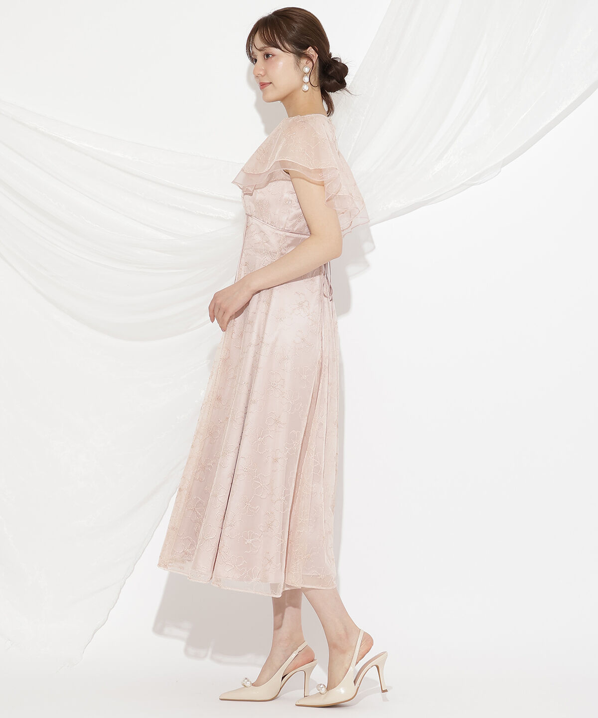 WILLSELECTION「ラッフルスリーブレースドレス」|ドレス|