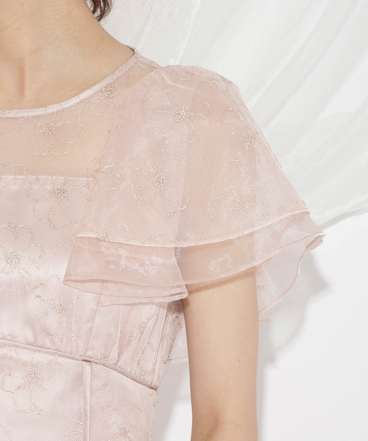 WILLSELECTION「ラッフルスリーブレースドレス」|ドレス|