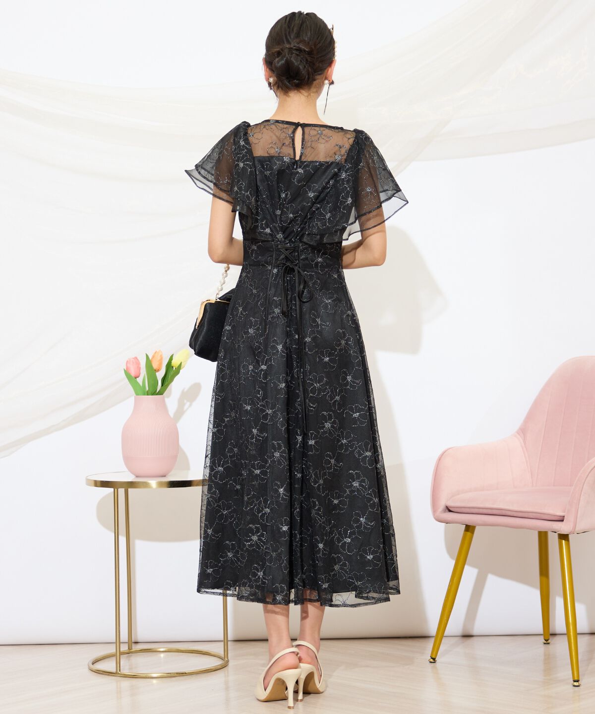 WILLSELECTION「ラッフルスリーブレースドレス」|ドレス|