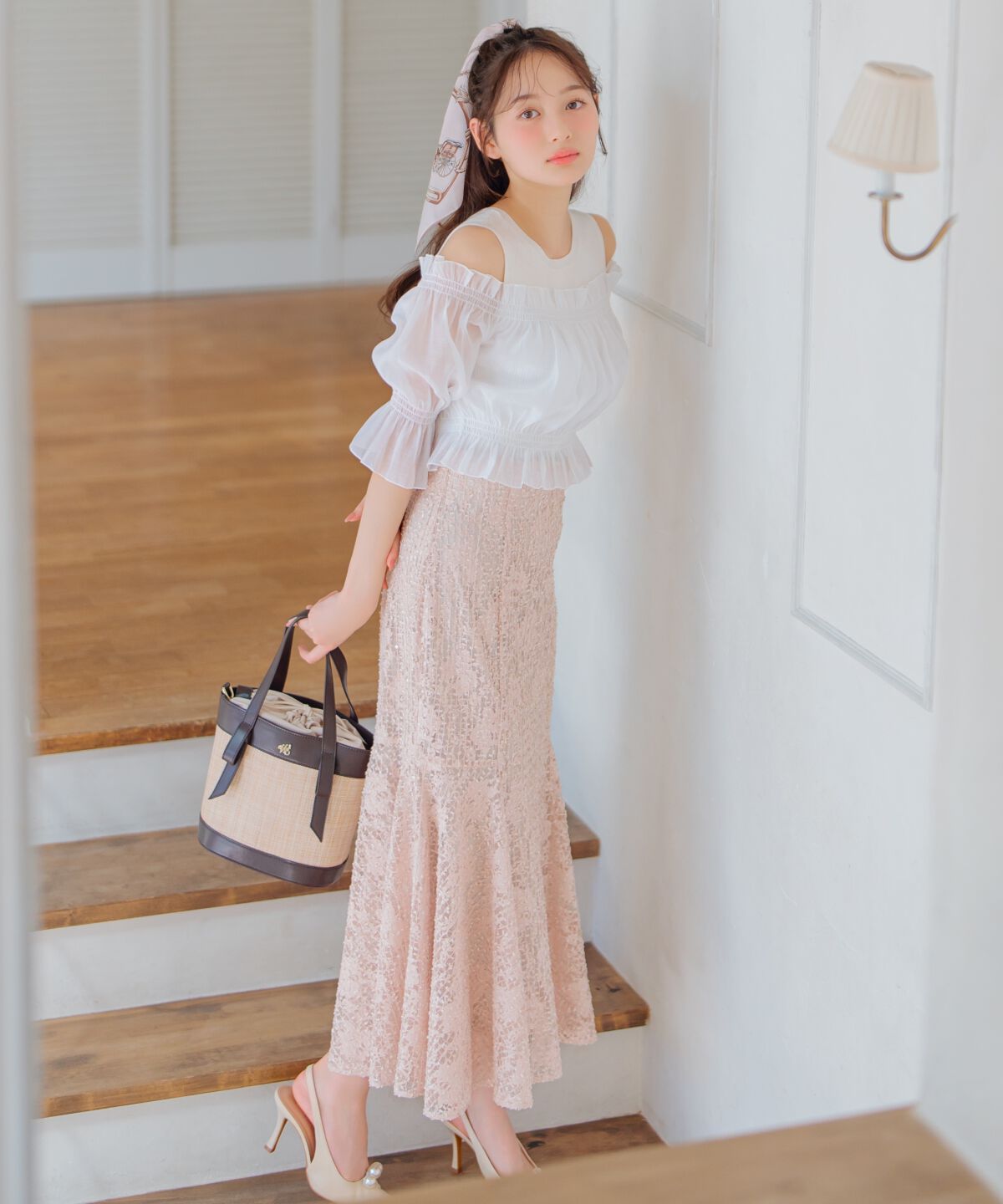 WILLSELECTION「スパンコールレースマーメイドスカート」|フレア|