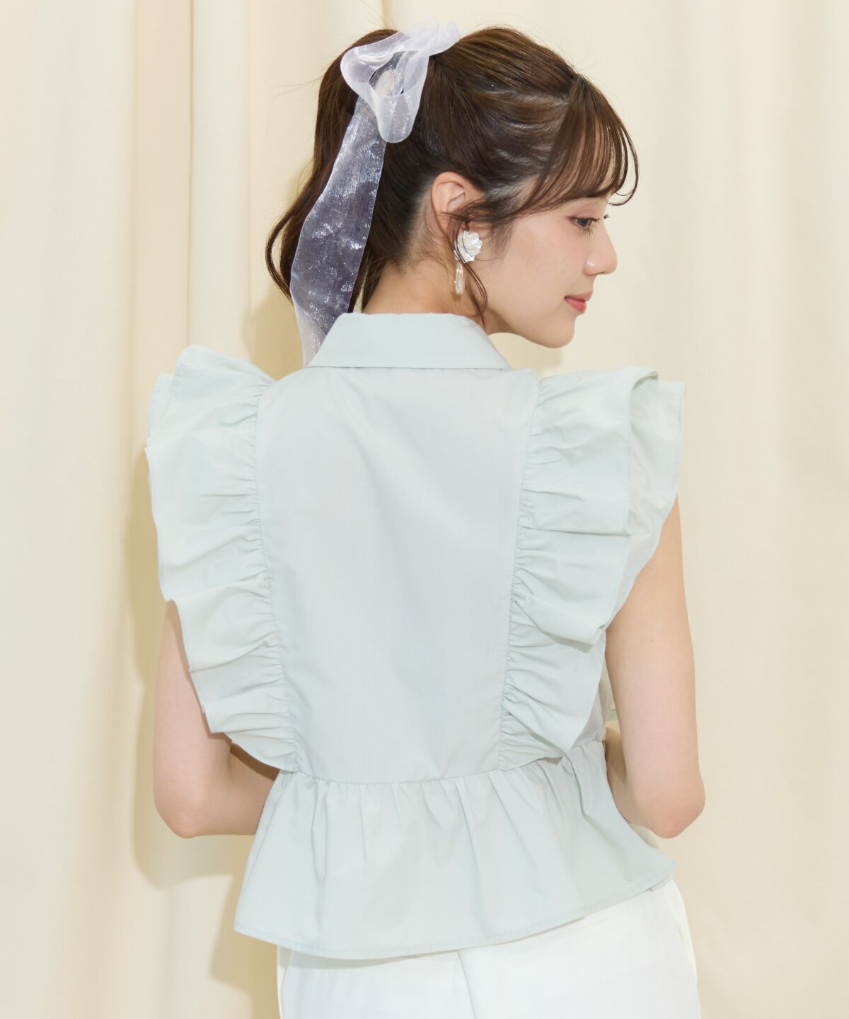 WILLSELECTION「ギャザーリボンフリルスリーブブラウス」|シャツ・ブラウス|