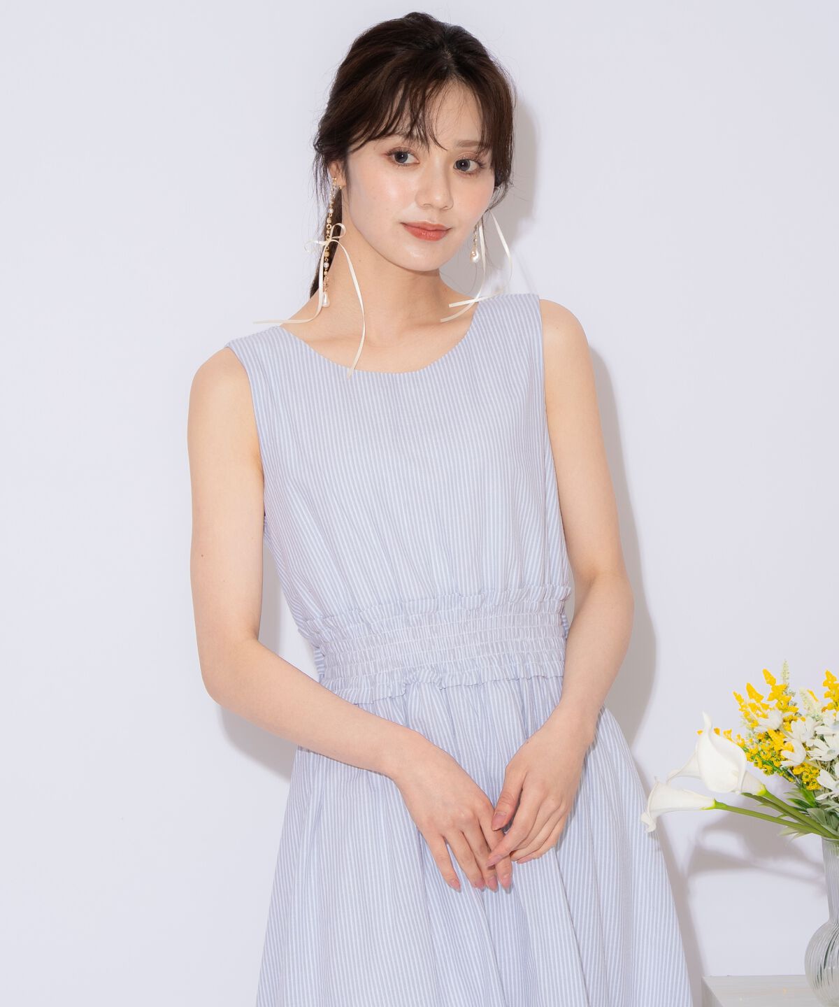 WILLSELECTION「ウエストシャーリングストライプワンピース」|ワンピース|