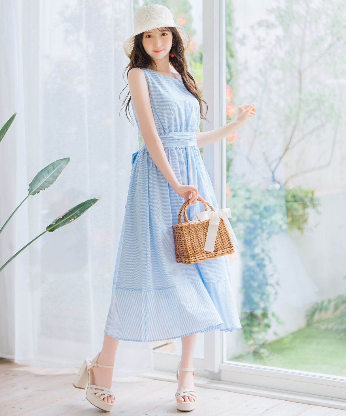 WILLSELECTION「ウエストシャーリングストライプワンピース」|ワンピース|