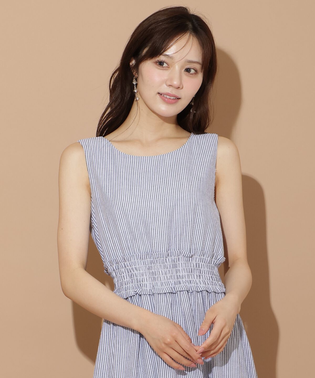 WILLSELECTION「ウエストシャーリングストライプワンピース」|ワンピース|