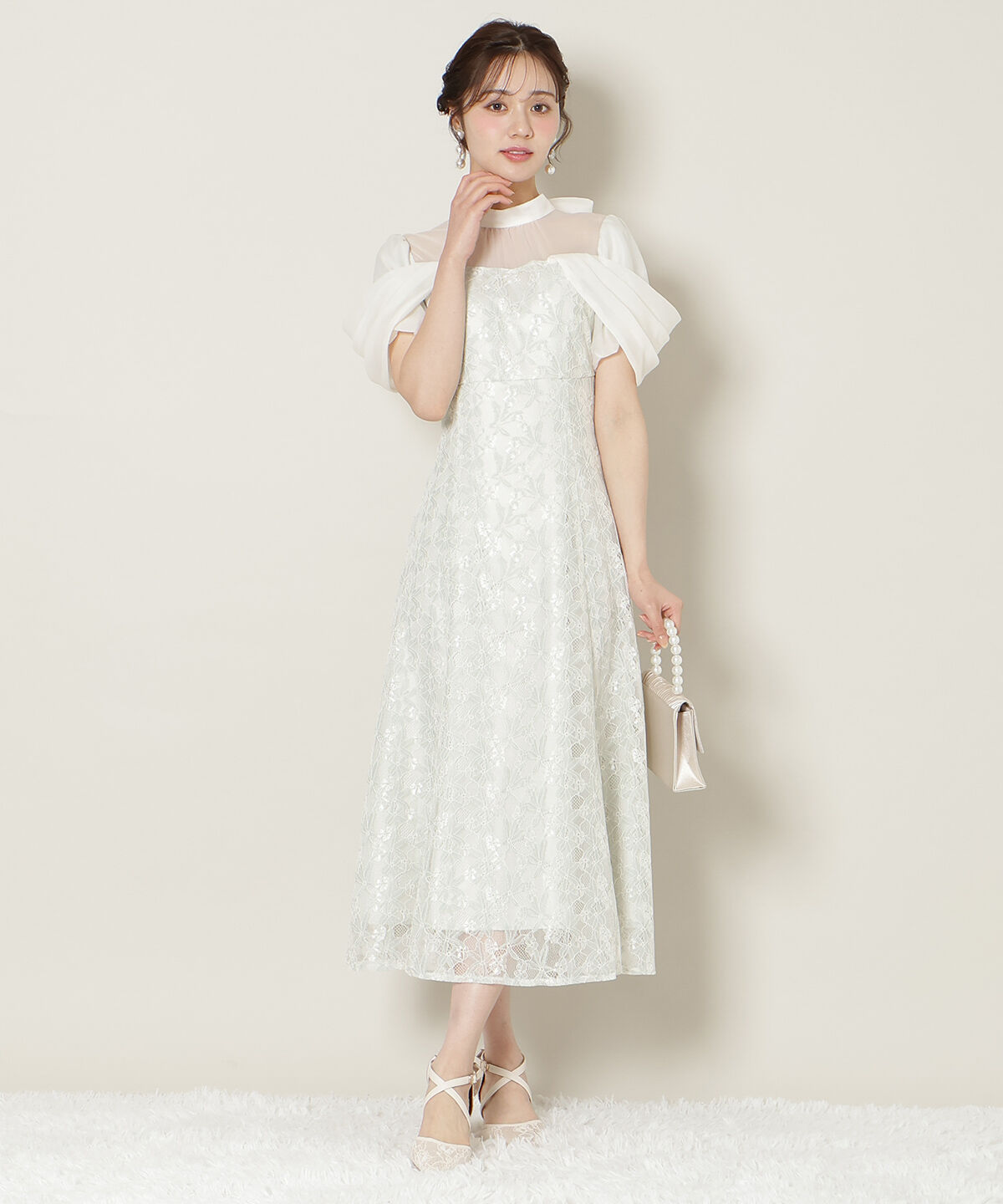 WILLSELECTION「シアーベールレースワンピース」|ドレス|ミント