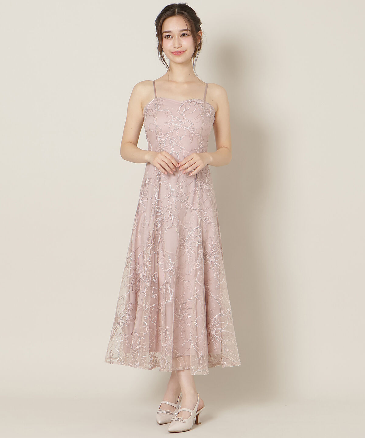 WILLSELECTION「フロントスリットフレアブラウス&times;フレアレースキャミワンピース」|ドレス|