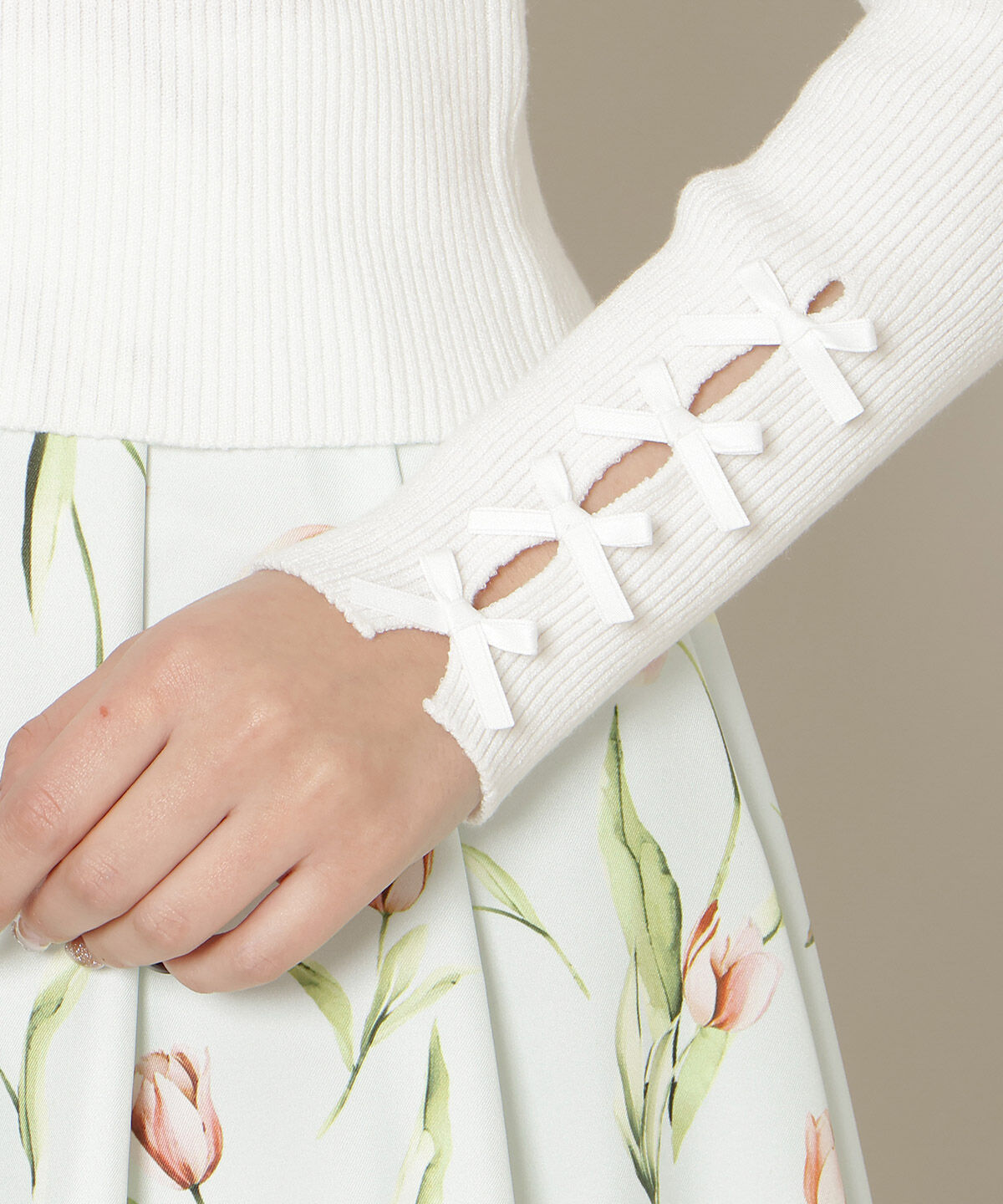 WILLSELECTION「袖リボンラメリブニット」|ニット・セーター|