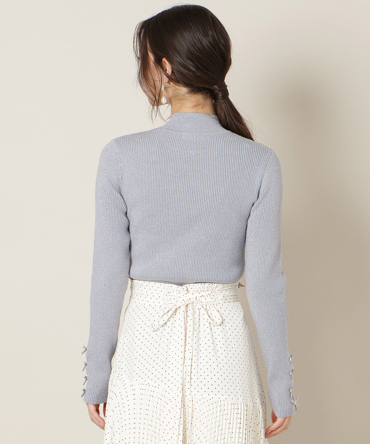 WILLSELECTION「袖リボンラメリブニット」|ニット・セーター|