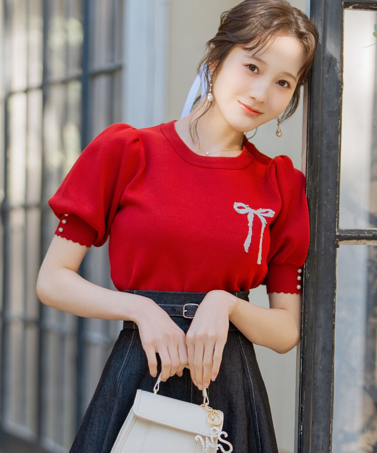 WILLSELECTION「リボンジャガードパフニット」|ニット・セーター|