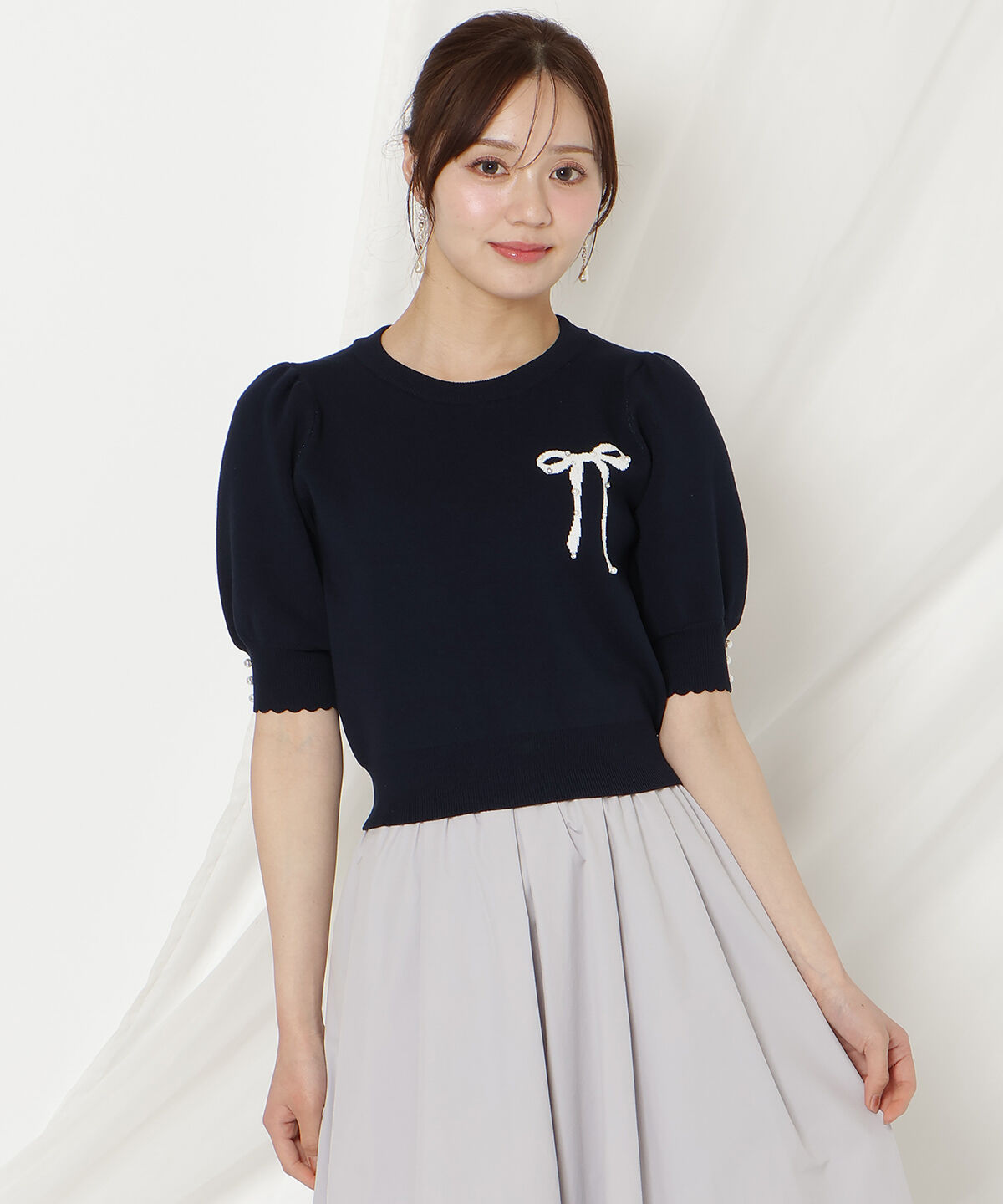 WILLSELECTION「リボンジャガードパフニット」|ニット・セーター|