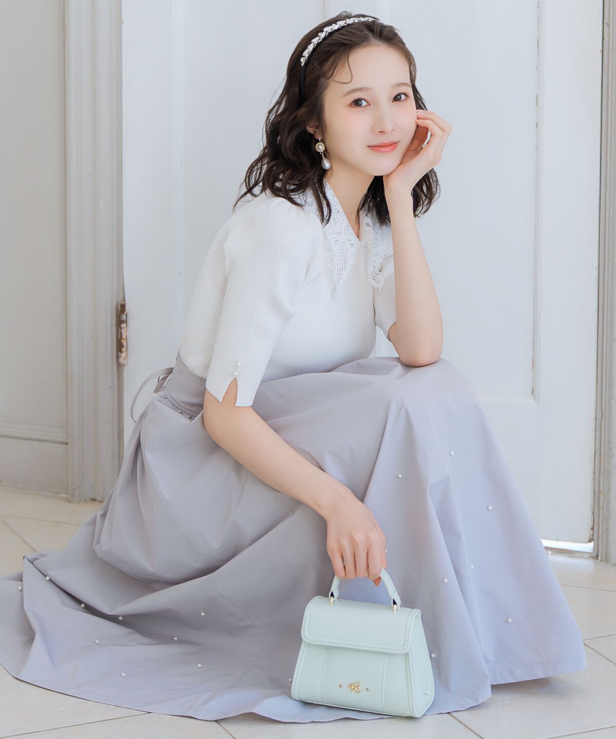 WILLSELECTION「リボンレースカラーリブニット」|ニット・セーター|