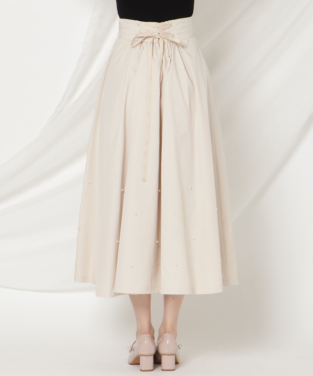 WILLSELECTION「パールタックギャザースカート」|フレア|