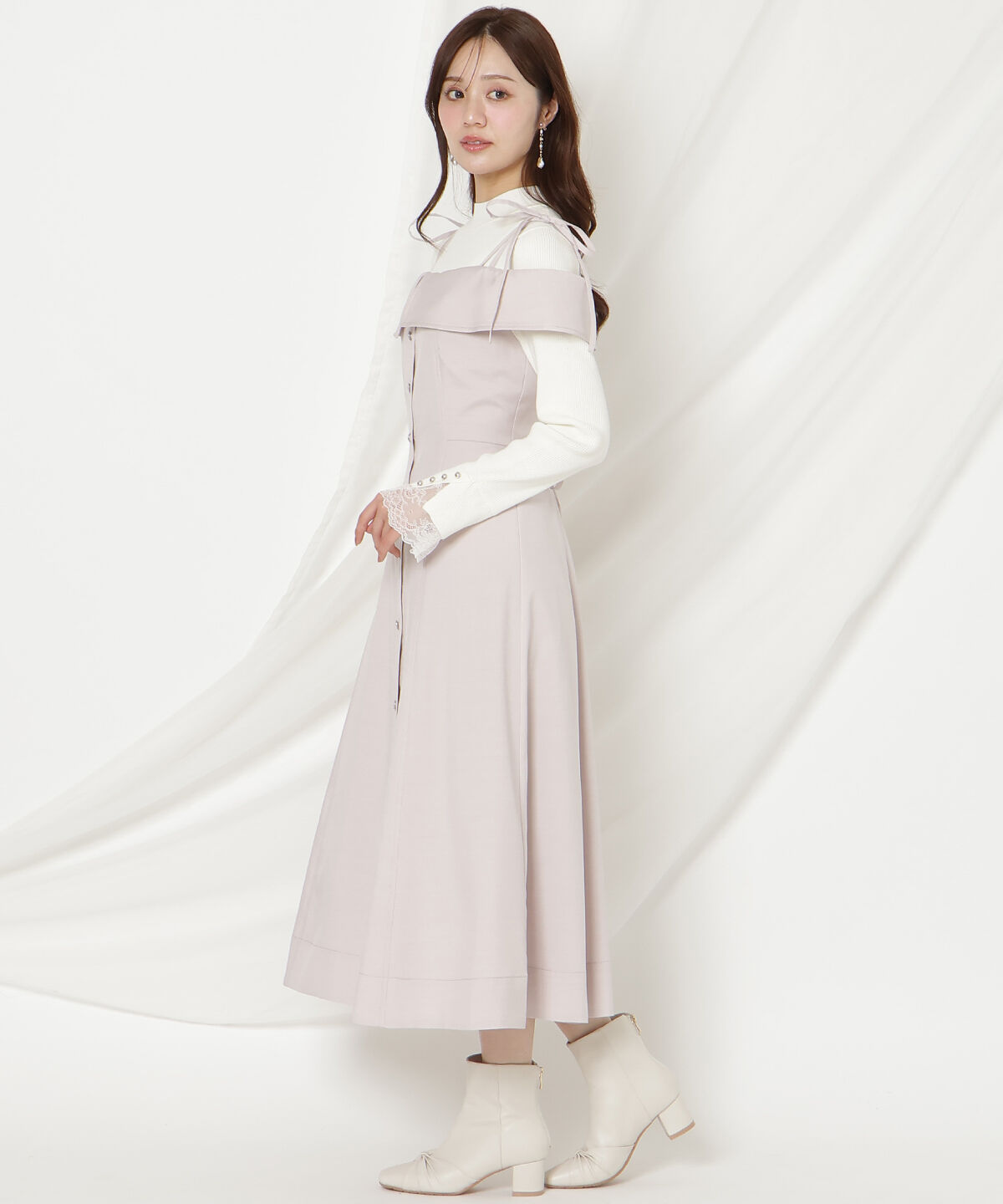 WILLSELECTION「リボンストラップオフショルキャミワンピース」|ワンピース|