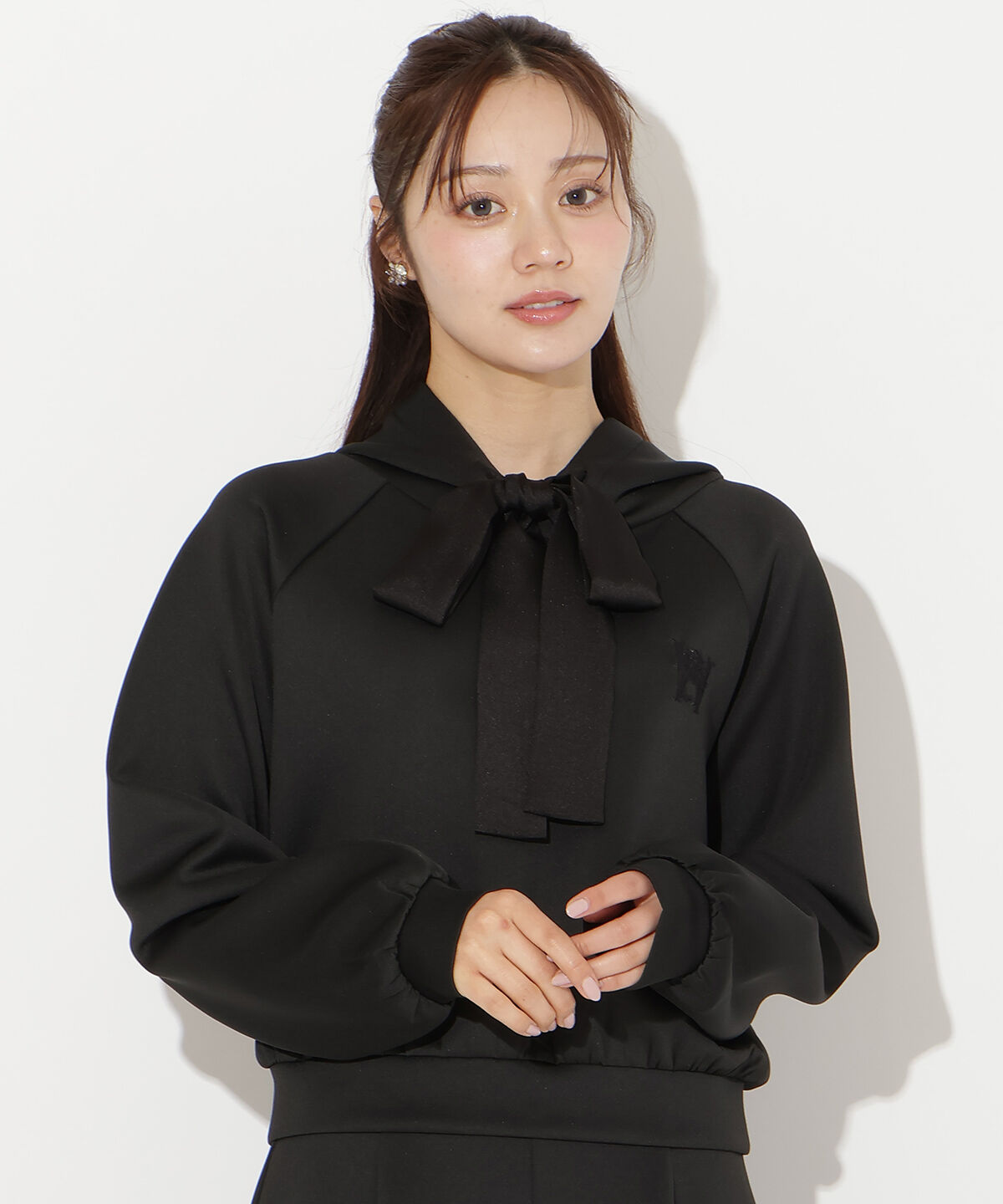 WILLSELECTION「リボンスウェットフーディー」|パーカー|ブラック