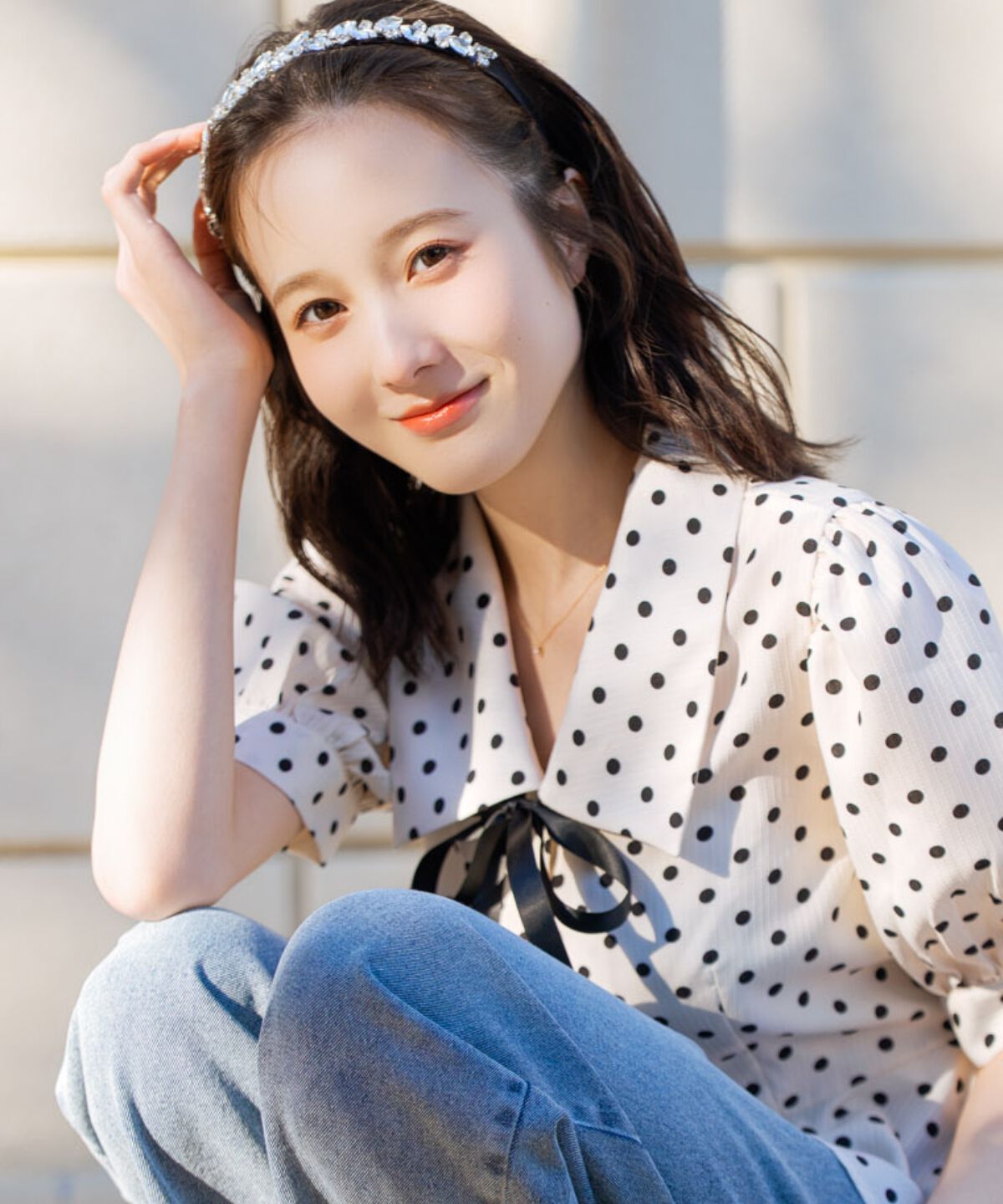 WILLSELECTION「パフスリーブドットブラウス」|シャツ・ブラウス|