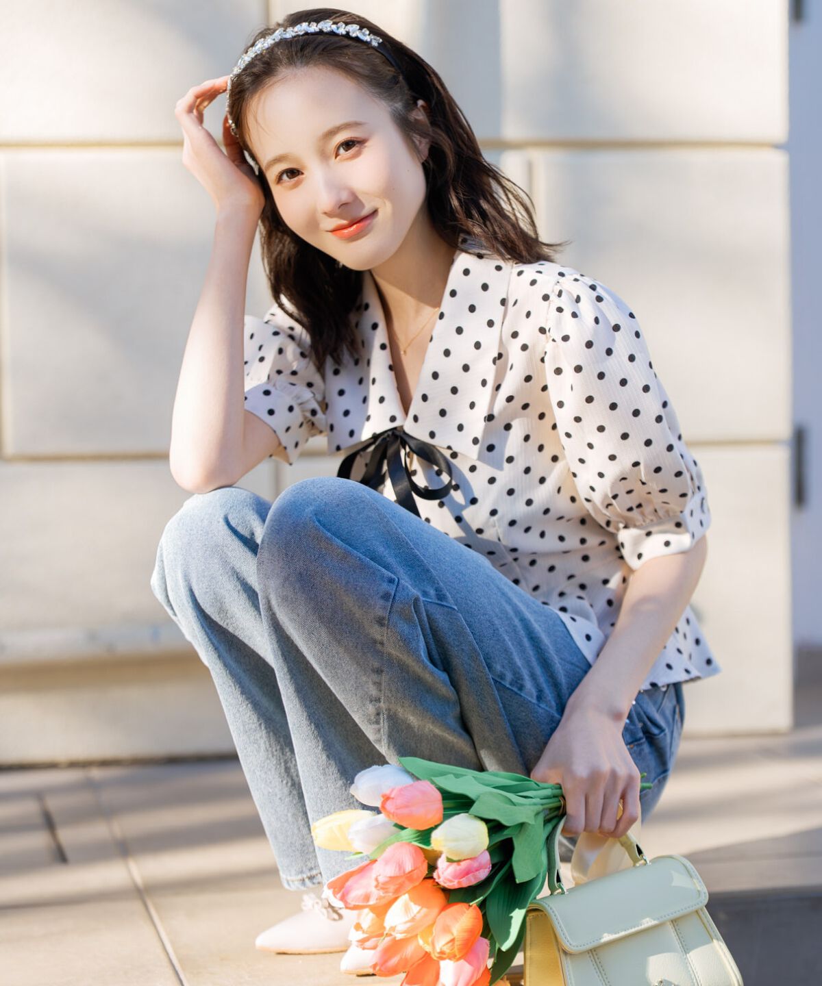 WILLSELECTION「パフスリーブドットブラウス」|シャツ・ブラウス|