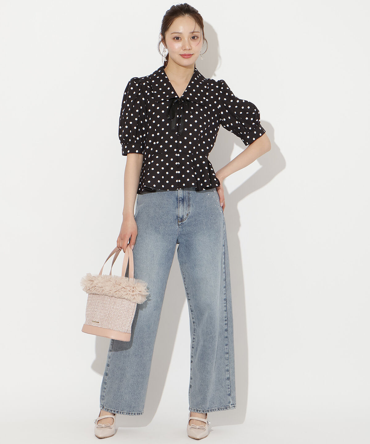 WILLSELECTION「パフスリーブドットブラウス」|シャツ・ブラウス|