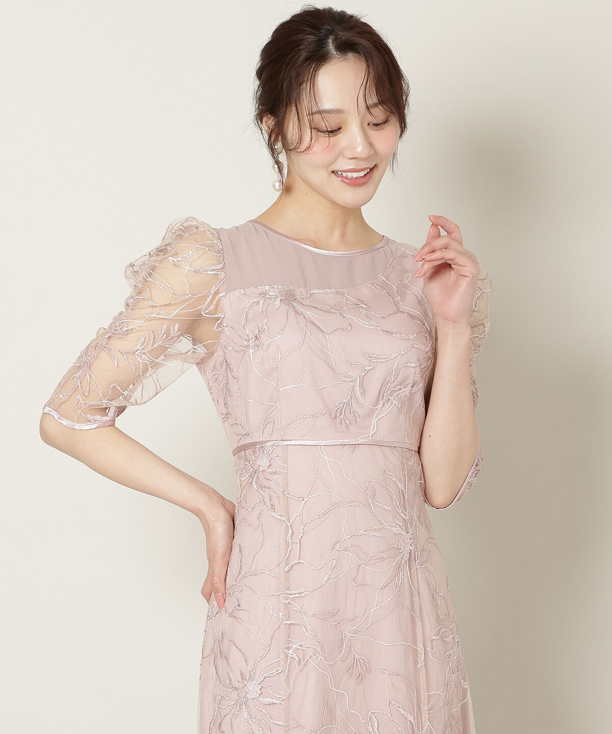 WILLSELECTION「刺繍レースアシンメトリーマーメイドワンピース」|ドレス|