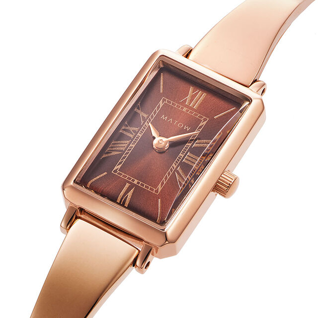 MATOW「〈MATOW (マトウ)〉Tsuki 月華 ｽｸｴｱ ﾛｰｽﾞｺﾞｰﾙﾄﾞ ｱﾝﾊﾞｰ」|腕時計|