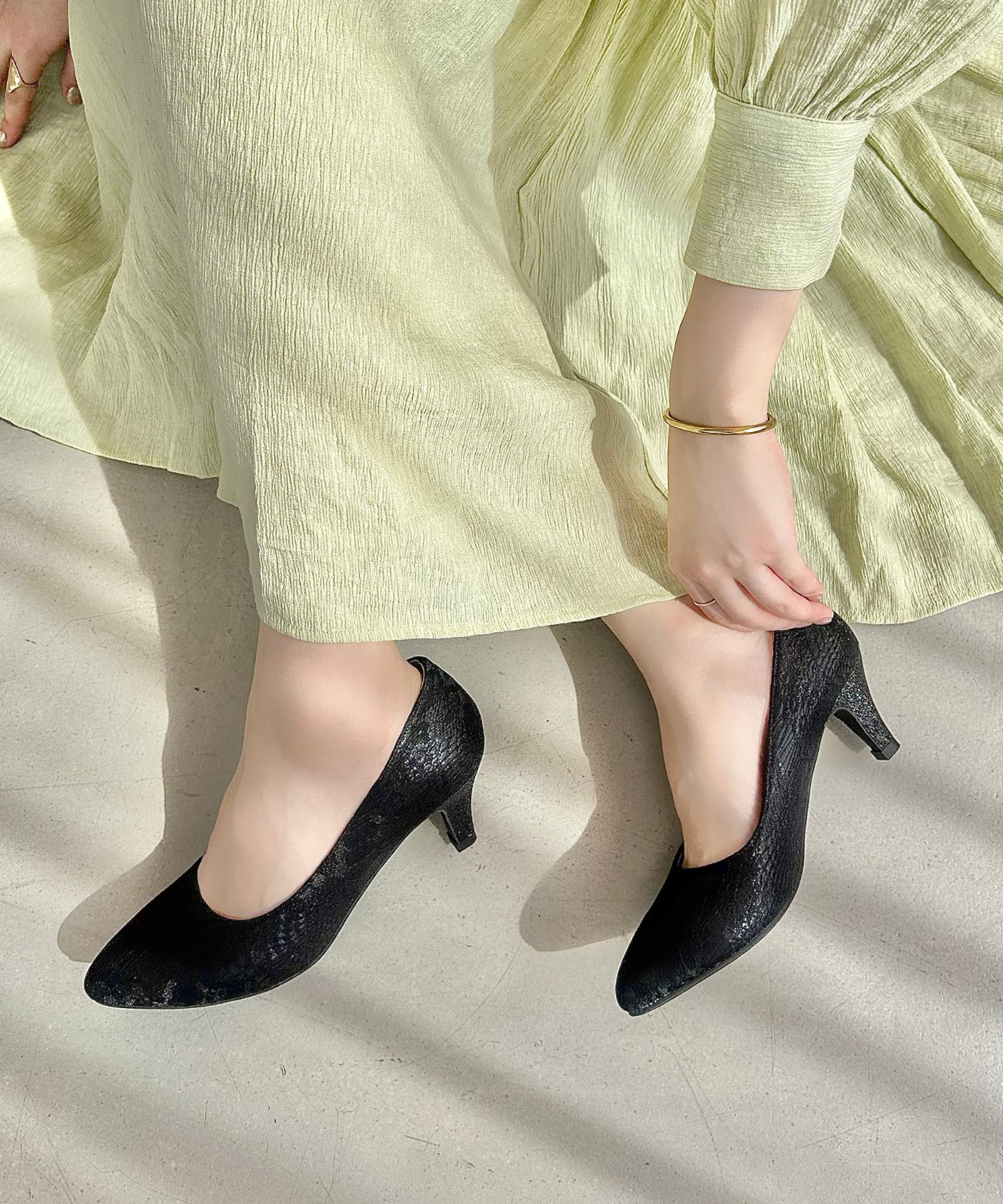 ORiental TRaffic「【アウトレット価格】グリッターヒールレースパンプス/R-2013 レース トレンド 人気」|パンプス|