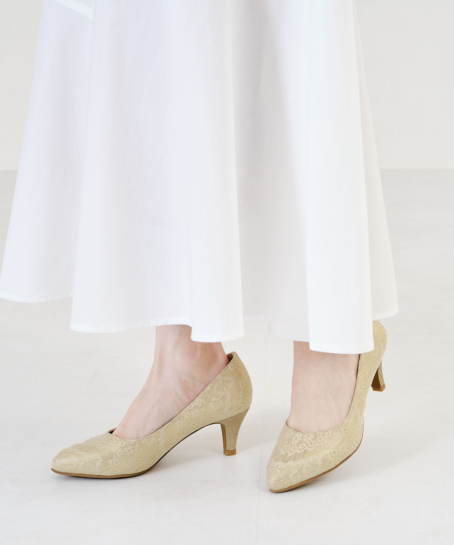 ORiental TRaffic「【アウトレット価格】グリッターヒールレースパンプス/R-2013 レース トレンド 人気」|パンプス|GOLD