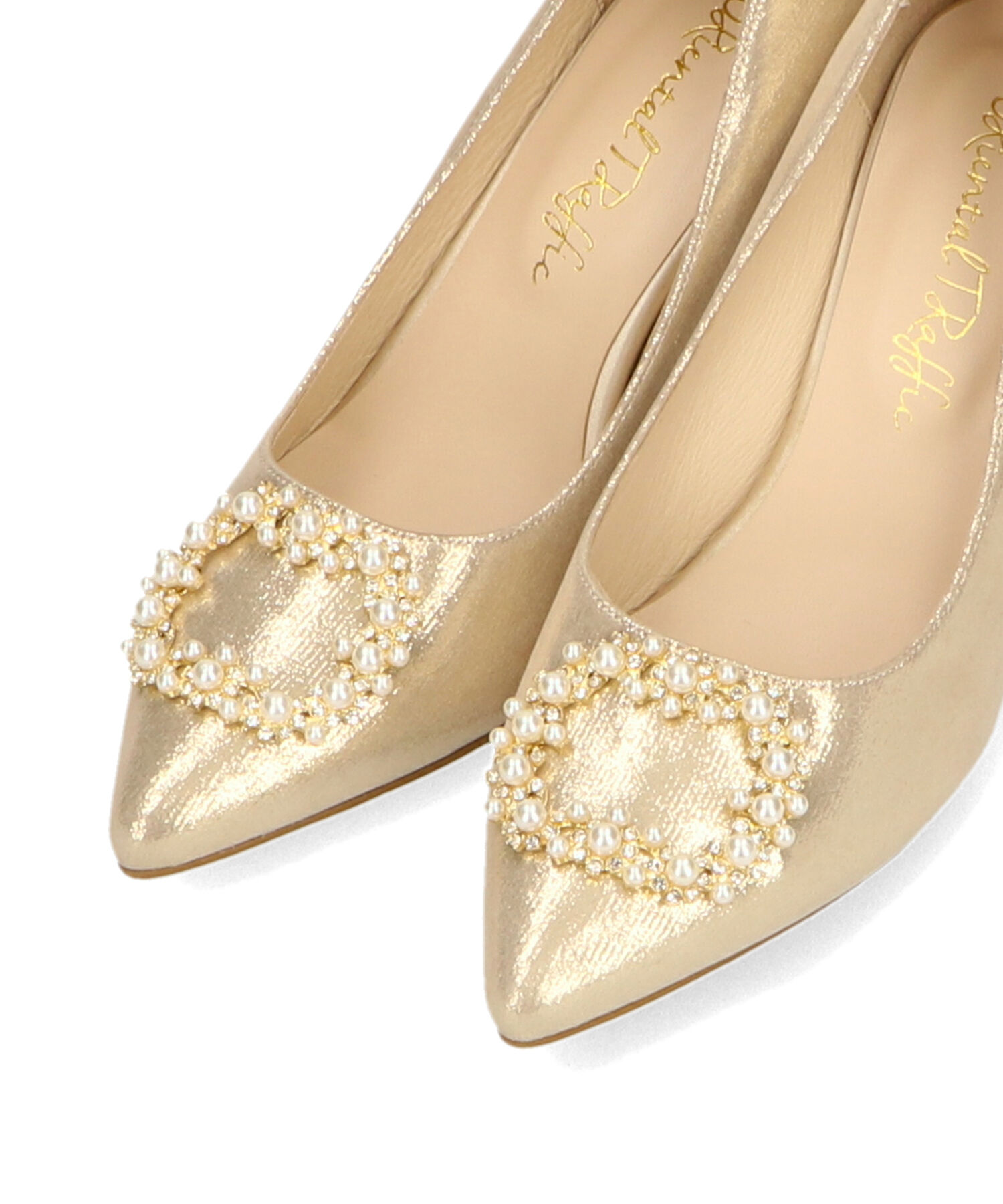 ORiental TRaffic「【オケージョン】パールバックルヒールパンプス/R-2016 パーティー 結婚式 ヒール7cm 人気」|パンプス|