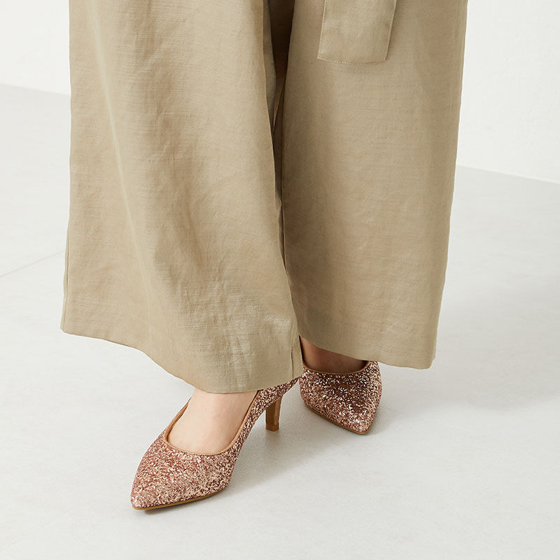 ORiental TRaffic「【オケージョン】ポインテッドトゥグリッターパンプス/R-2018 結婚式 パーティー 二次会」|パンプス|