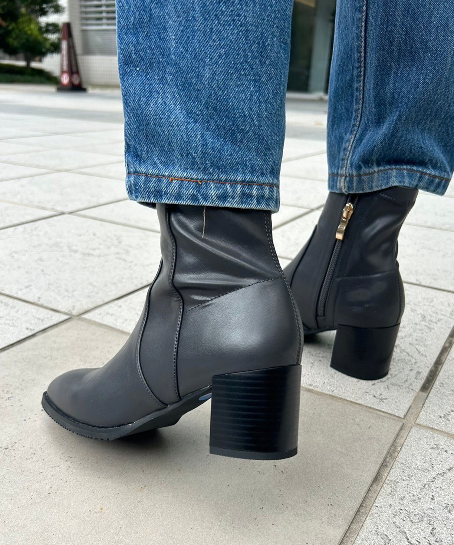 ORiental TRaffic「【 美脚 】 チャンキー ヒール ミドル ブーツ/31408 ヒール6ｃｍ 太ヒール 定番人気」|ショートブーツ|