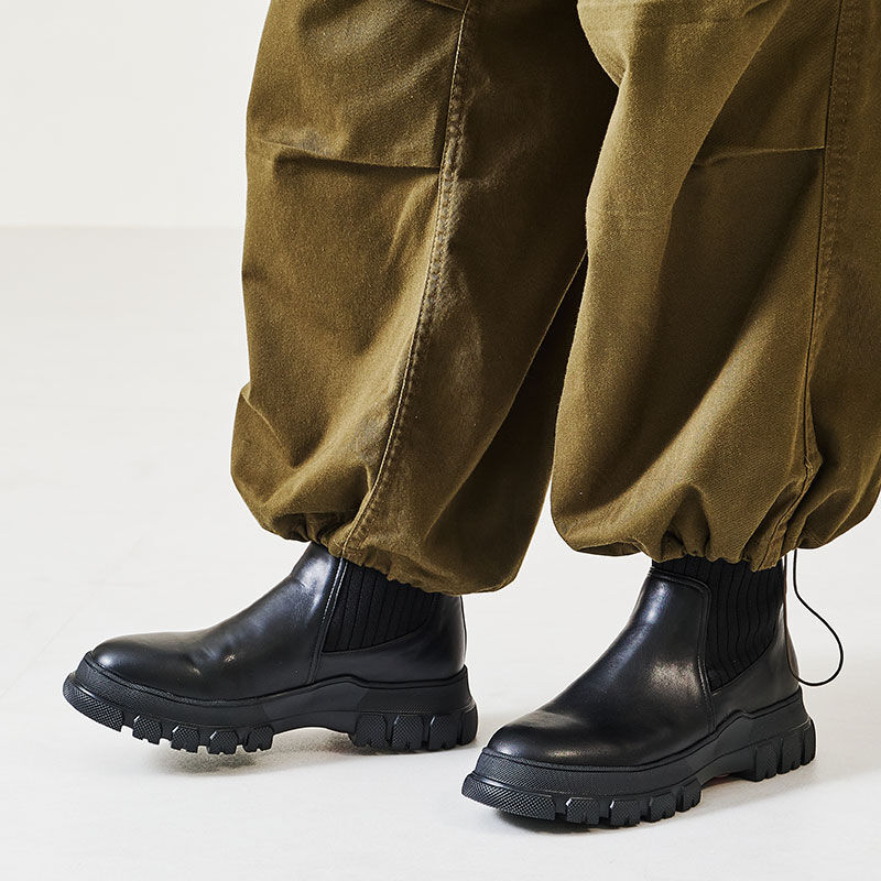 ORiental TRaffic「トラックソールリブニットブーツ/31404」|ショートブーツ|