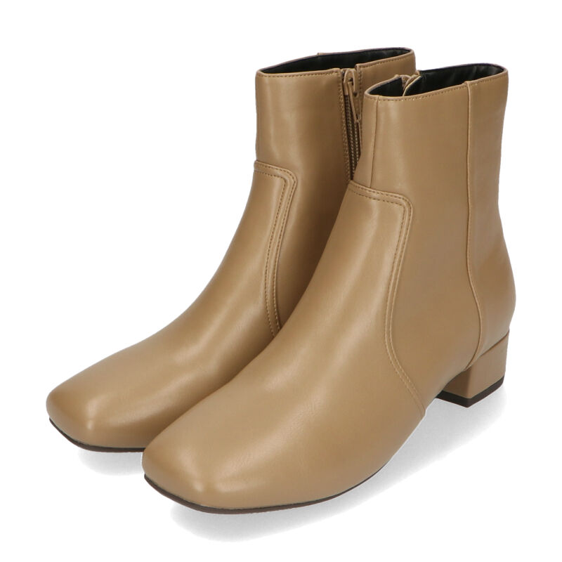 WA Oriental TRaffic「【 防寒 】スクエアトゥ プレーン ショートブーツ /32401 中敷き起毛 ＆ クッション」|ショートブーツ|