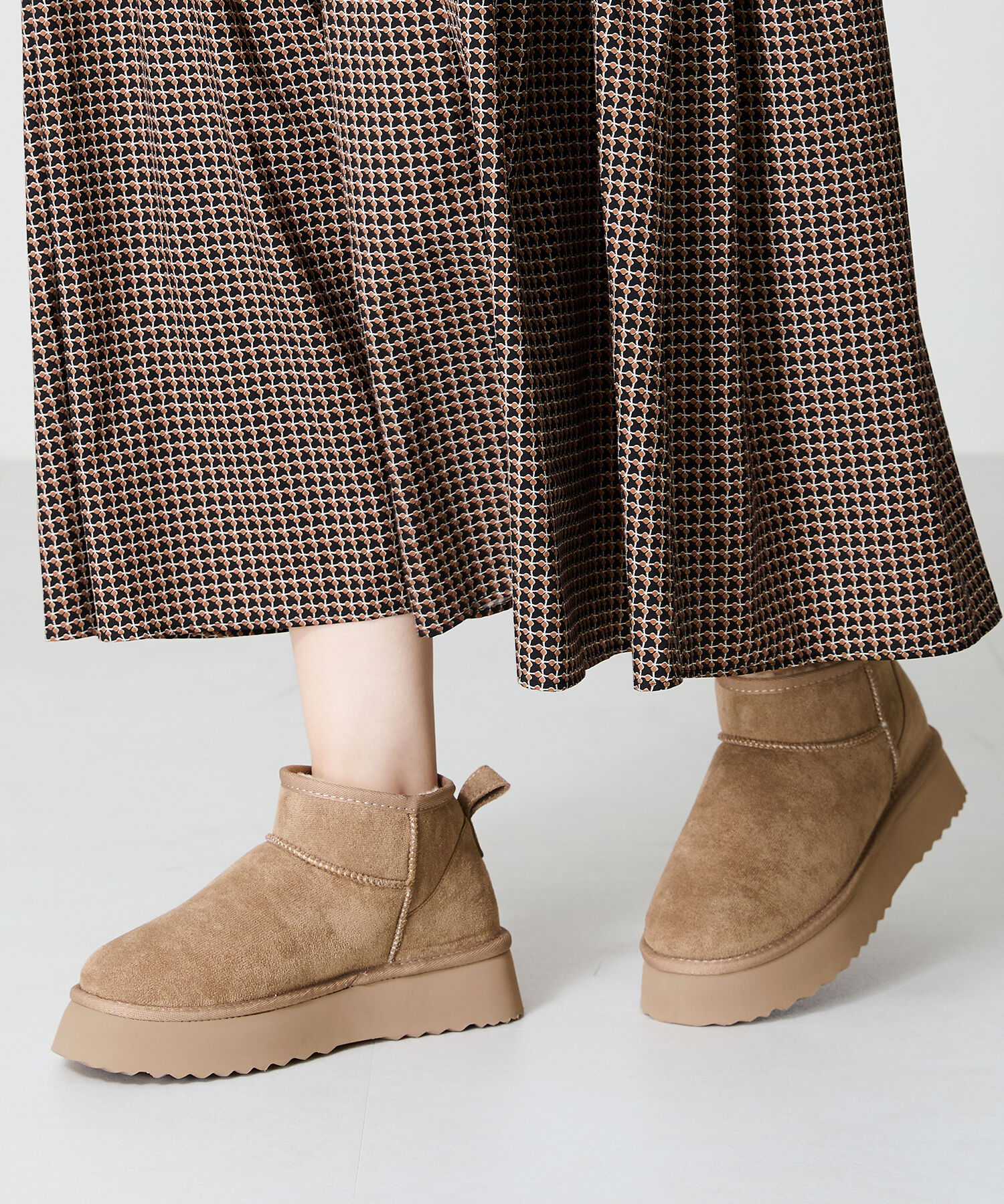 ORiental TRaffic「【累計1万足突破】 厚底 ムートン ショートブーツ /35401 軽量 防寒」|ショートブーツ|