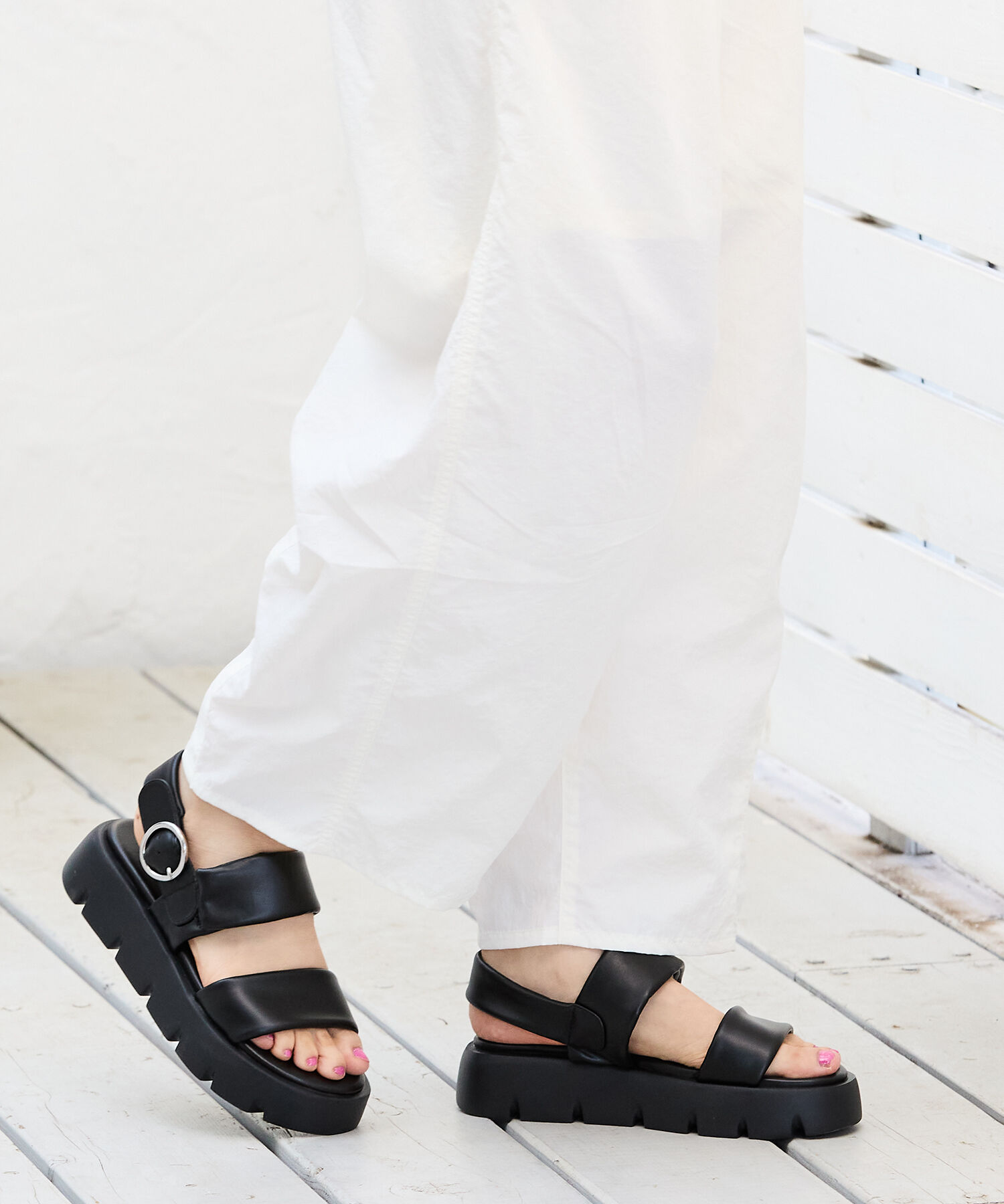 ORiental TRaffic「パデットダブルベルト厚底サンダル/41204」|サンダル|