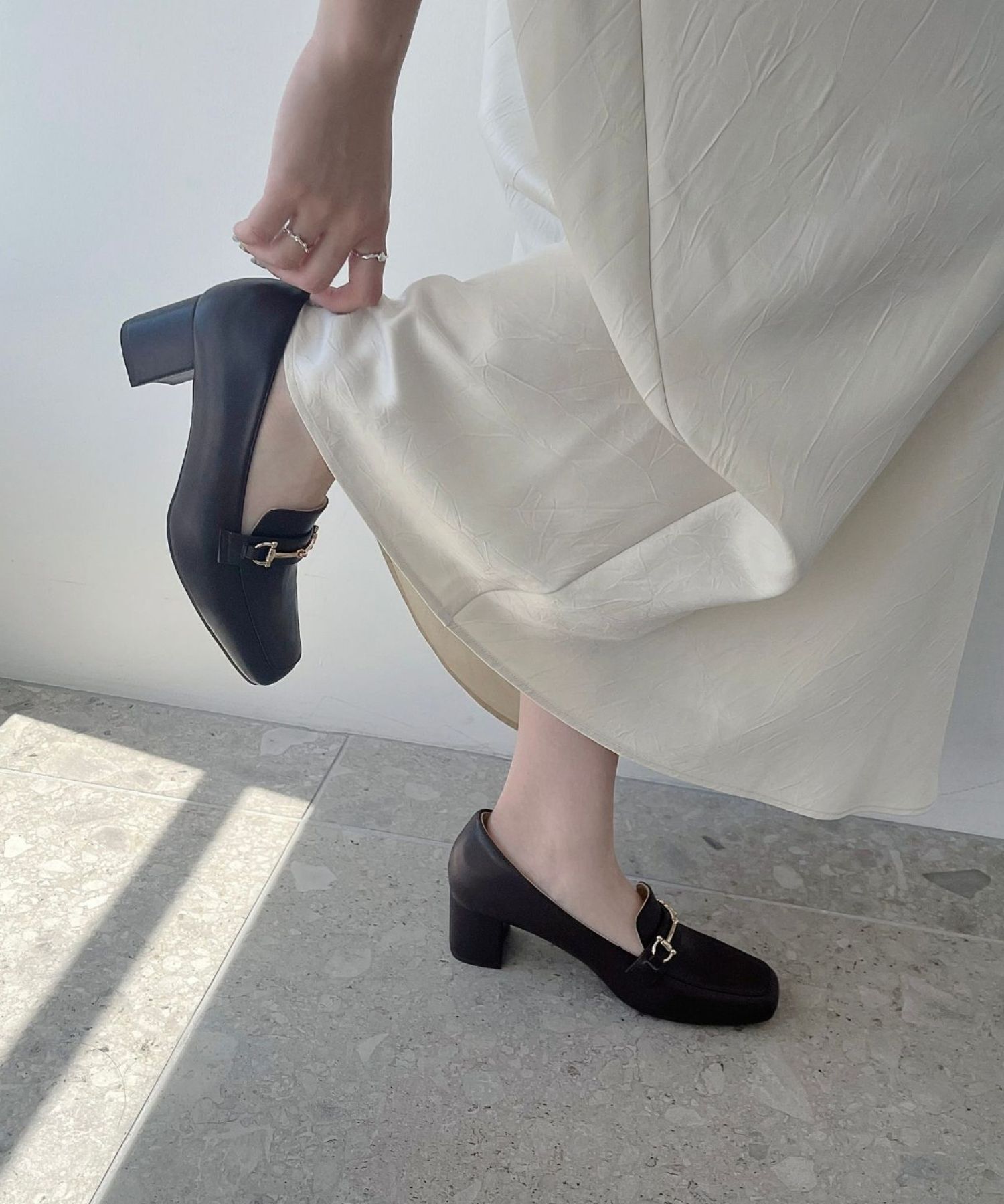 ORiental TRaffic「【跳べるパンプス/シリーズ累計１５０万足突破 】ビット ヒールローファー /R-3214 厚手クッション」|パンプス|BROWN