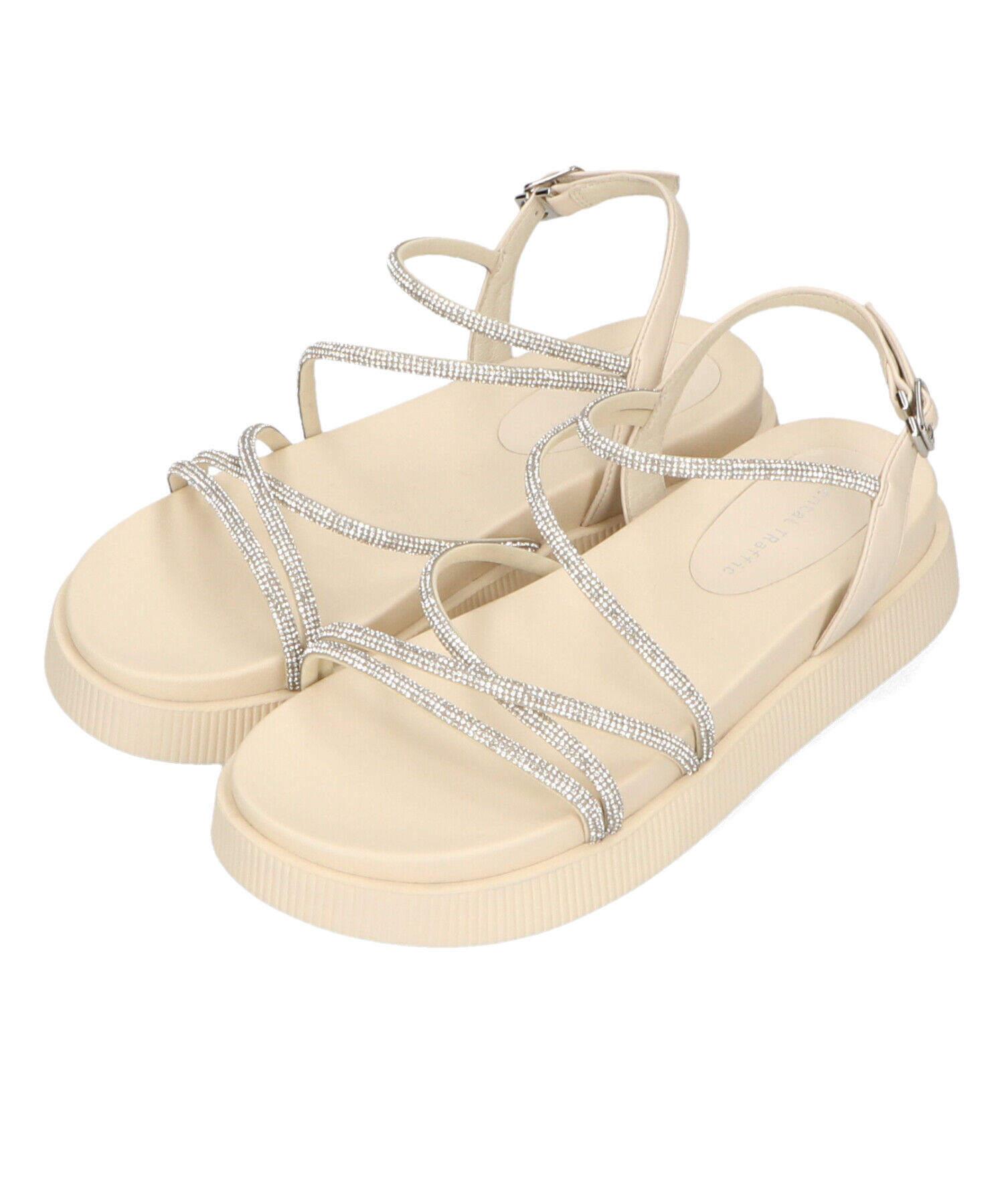 ORiental TRaffic「【追加】ラインストーンストラップサンダル/41217 サンダル 人気 トレンド 売れてる ラインストーン」|サンダル|