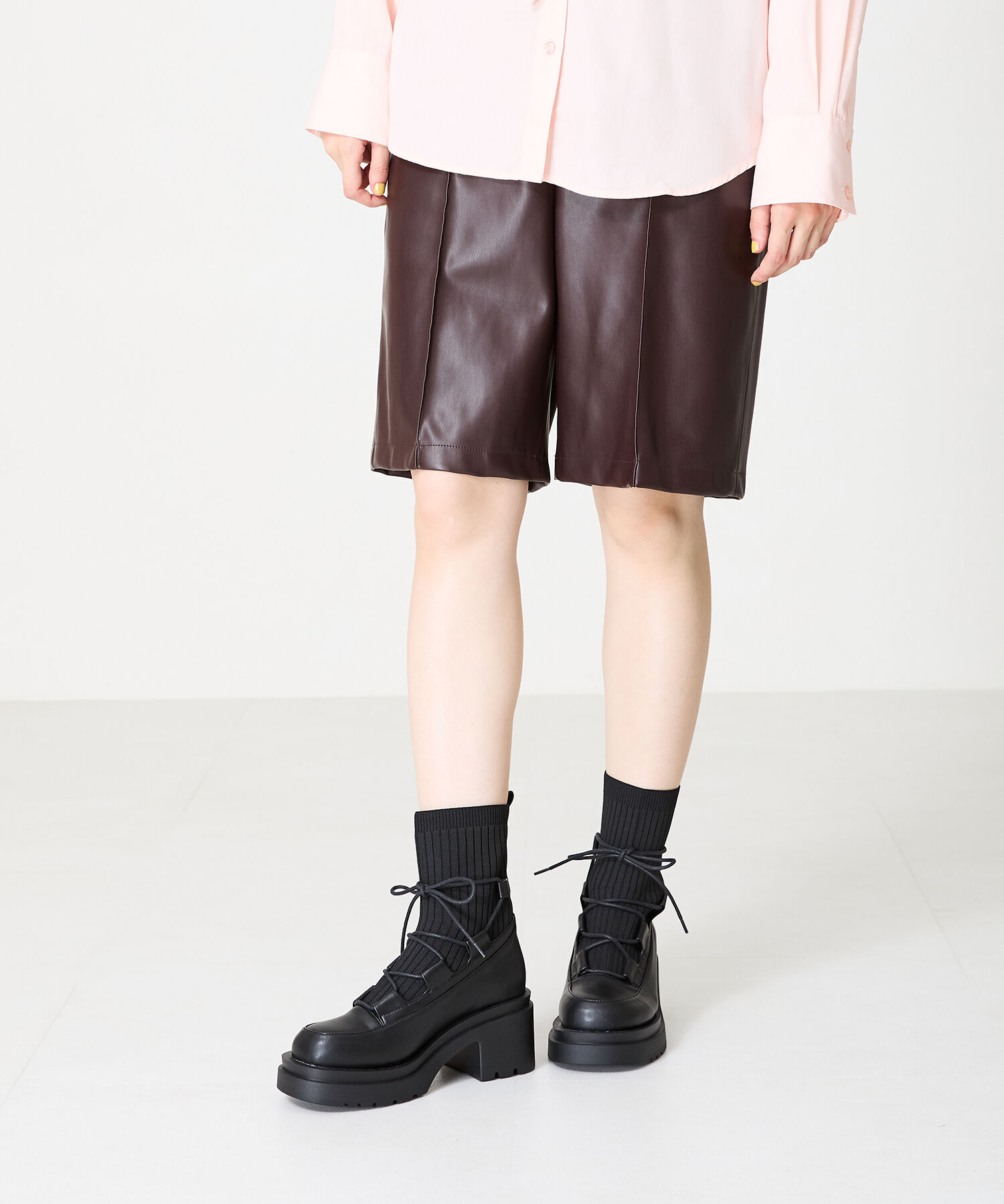 ORiental TRaffic「ニット ドッキング レースアップ ブーツ /41402」|ショートブーツ|