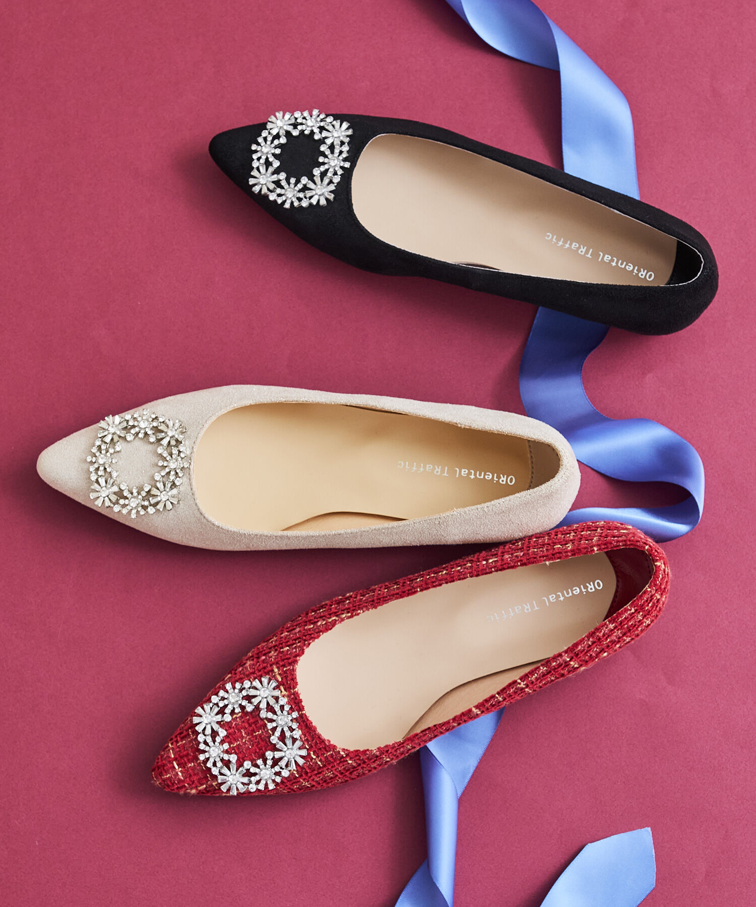 ORiental TRaffic「ビジュー フラット パンプス /41306」|パンプス|SILVER