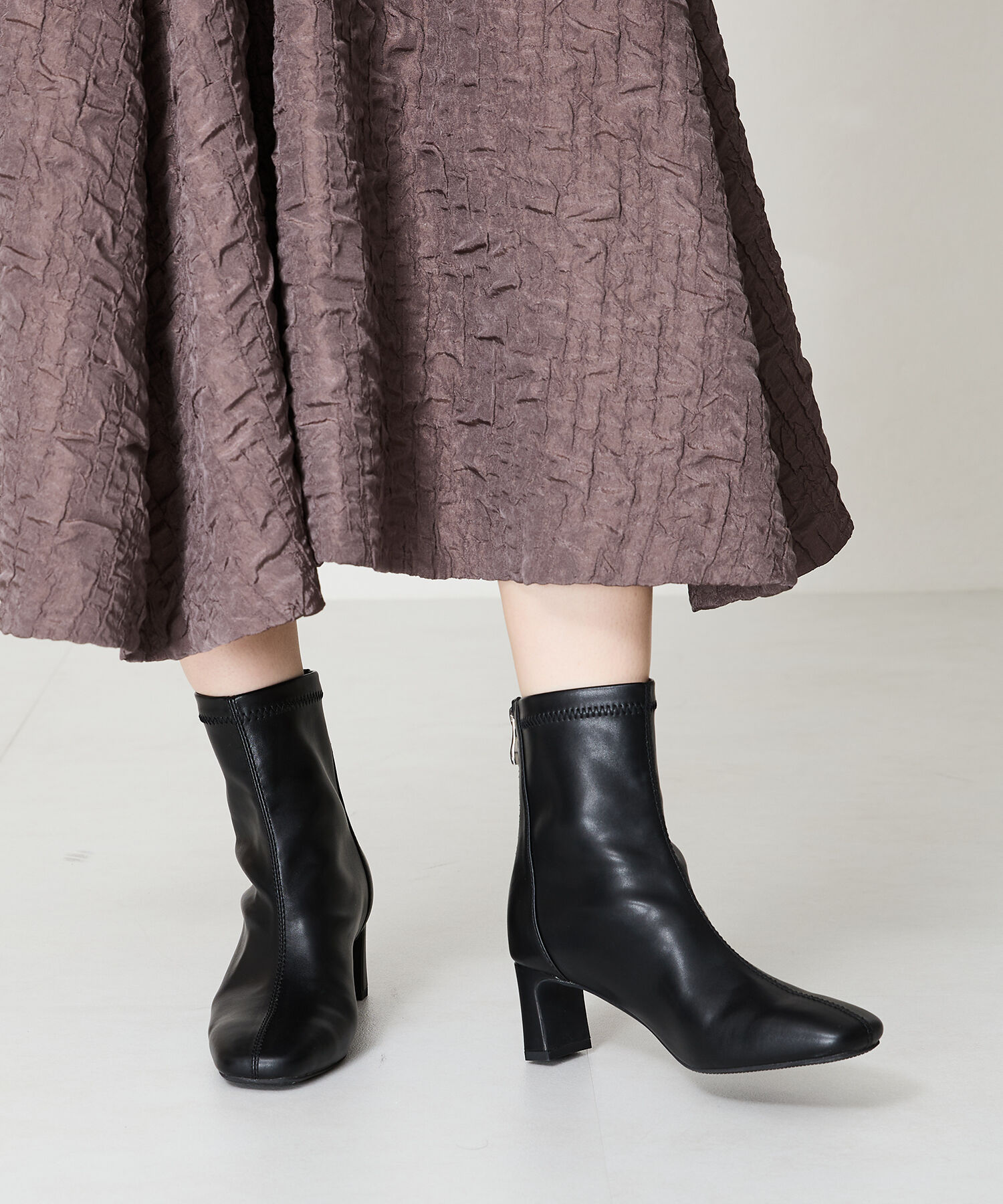 ORiental TRaffic「ストレッチ ヒール バック ジップ ブーツ /41406」|ショートブーツ|