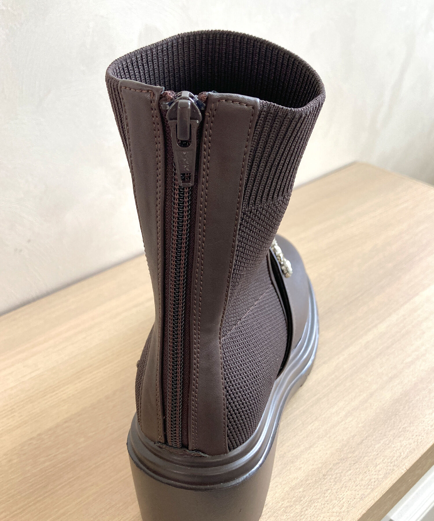 ORiental TRaffic「ビジュー ベルト ニット ドッキング ブーツ /41415」|ショートブーツ|