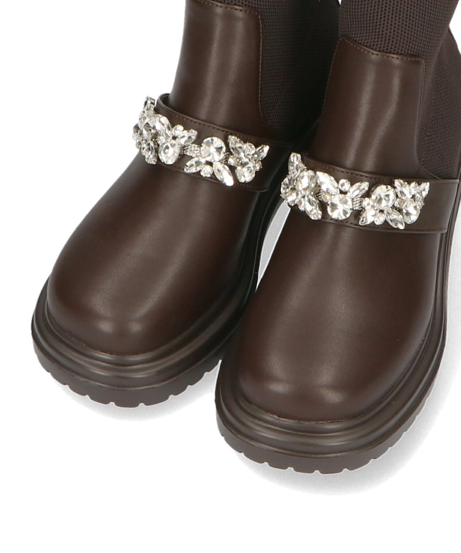 ORiental TRaffic「ビジュー ベルト ニット ドッキング ブーツ /41415」|ショートブーツ|