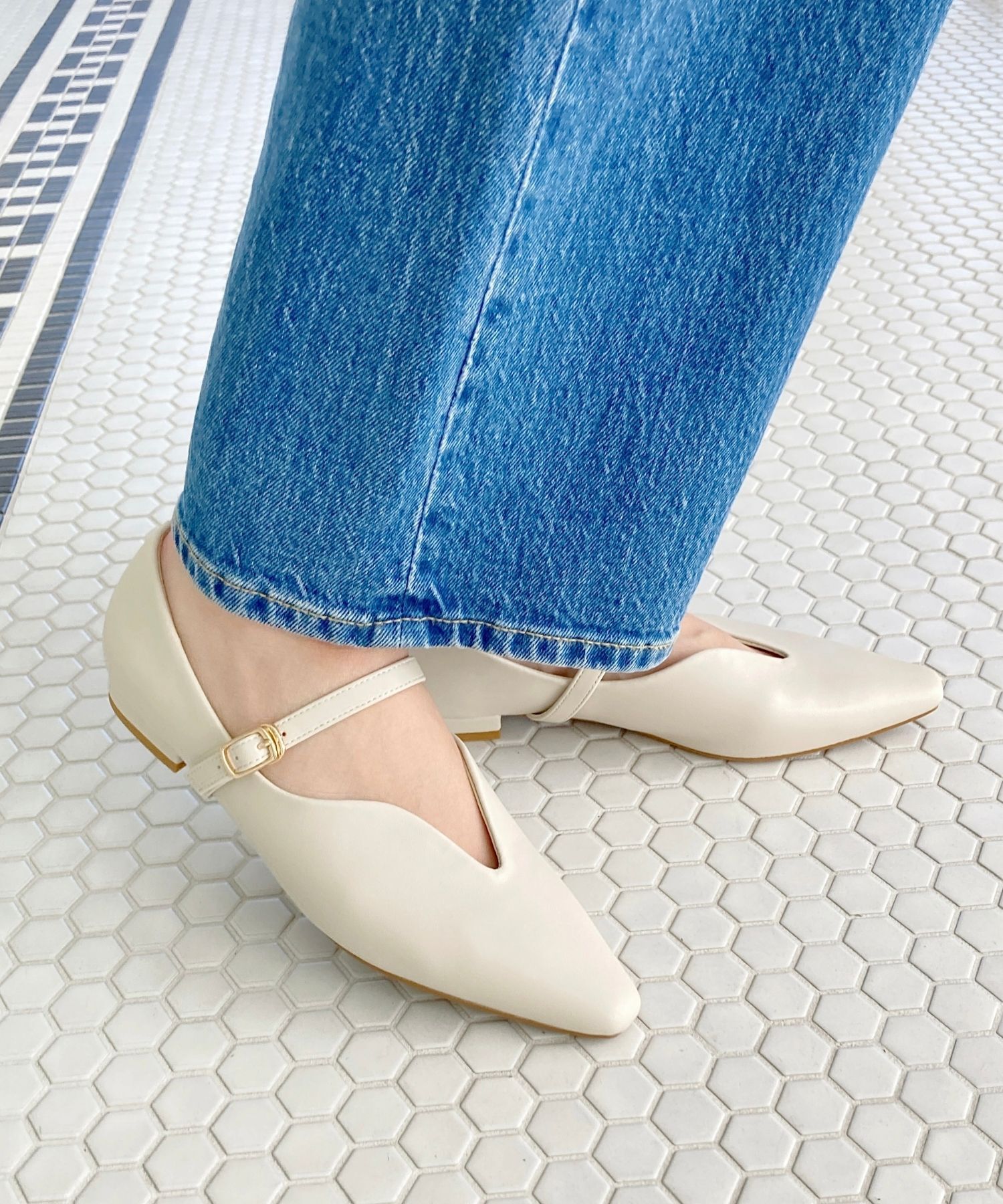 ORiental TRaffic「ベルト デザイン フラットパンプス /45302  ベーシック  シンプル ストラップパンプス」|パンプス|