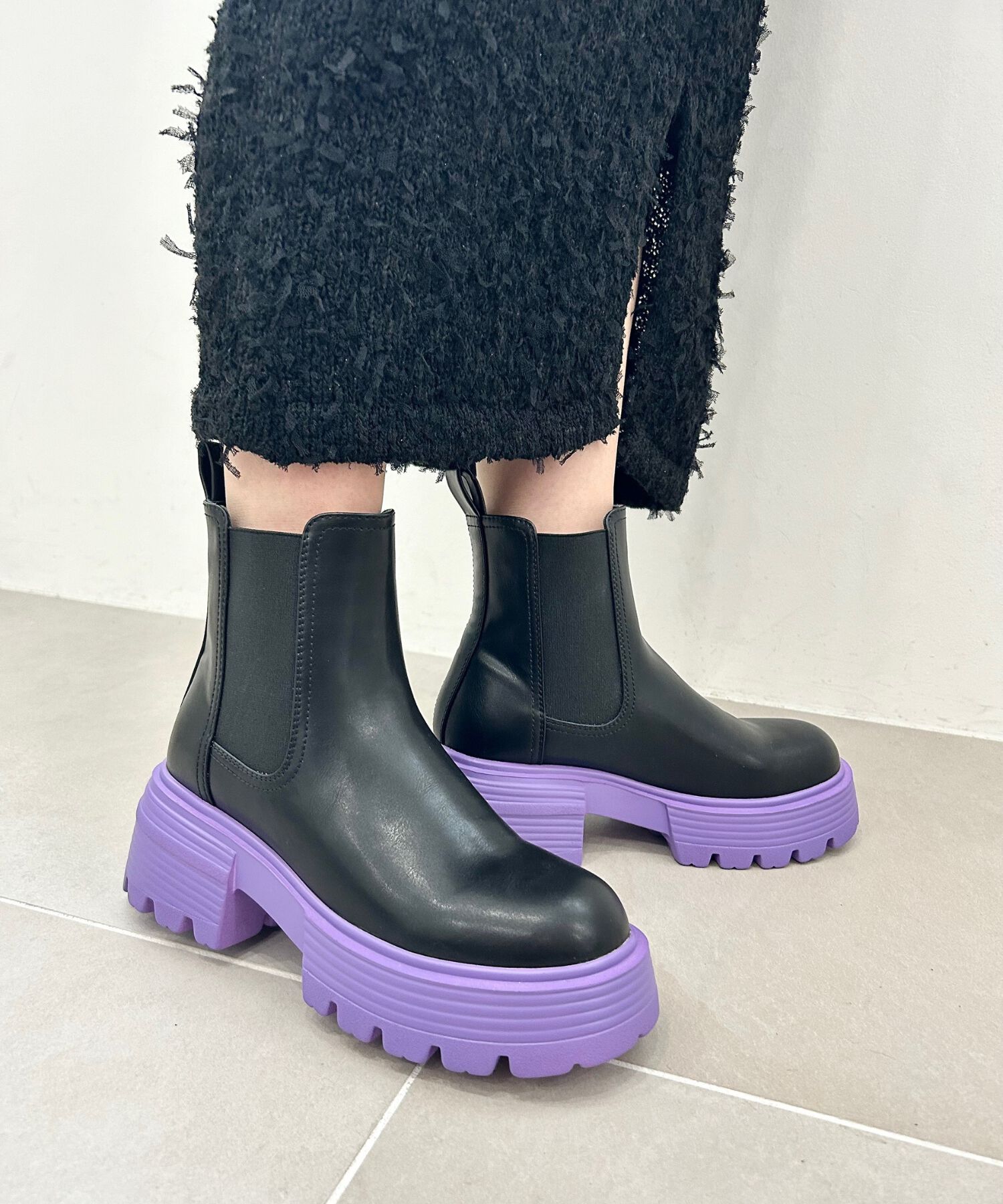 ORiental TRaffic「カラー ソール ショート ブーツ /45401」|ショートブーツ|BLACK