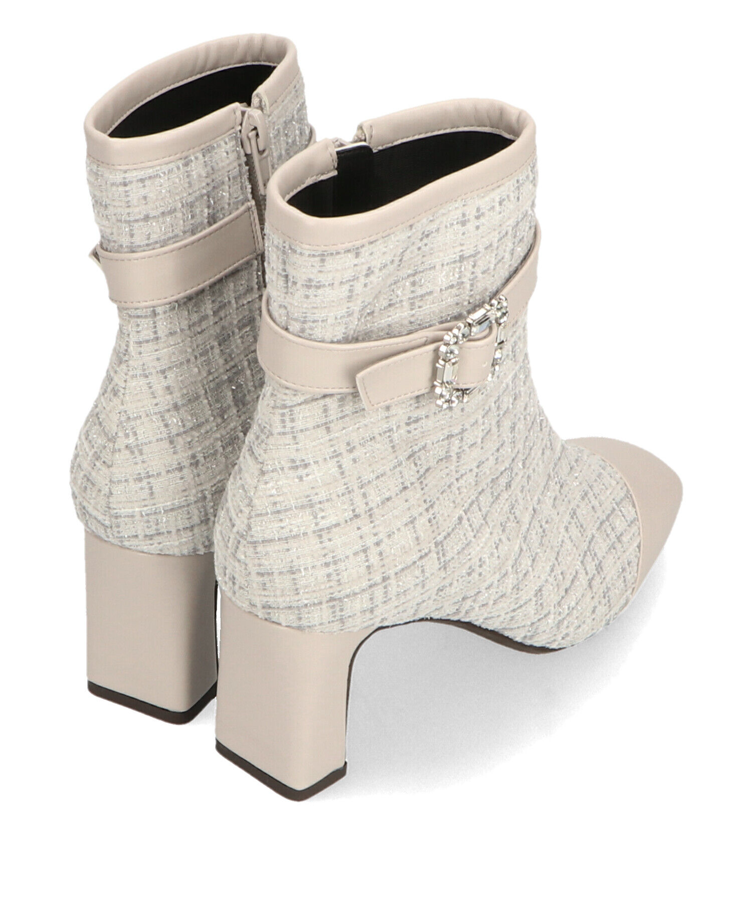 ORiental TRaffic「ビジュー バックル ツイード ヒール ブーツ /41419」|ショートブーツ|