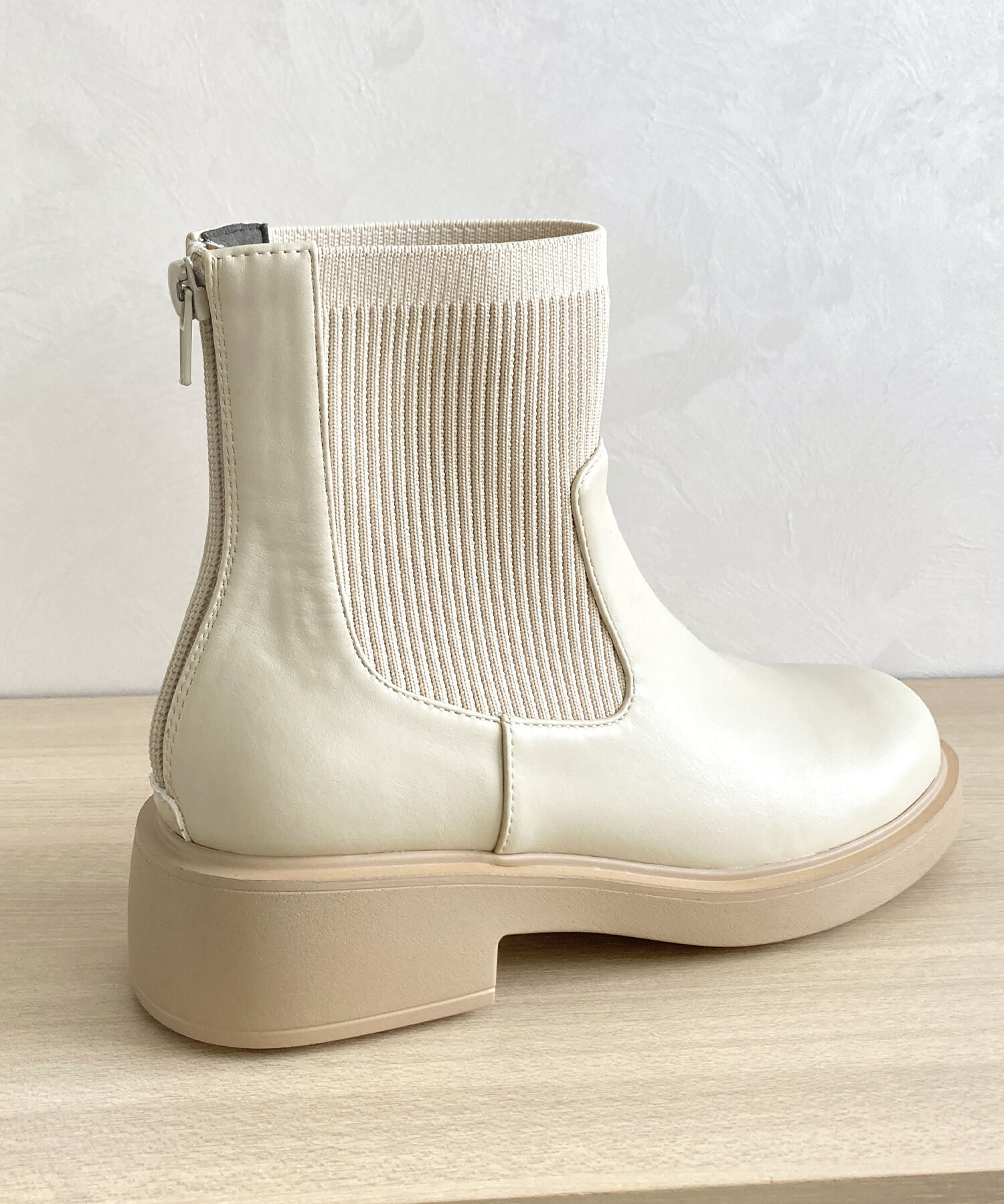 WA Oriental TRaffic「リブ ニット バックジップ ブーツ /42407 ショートブーツ 厚手クッション」|ショートブーツ|