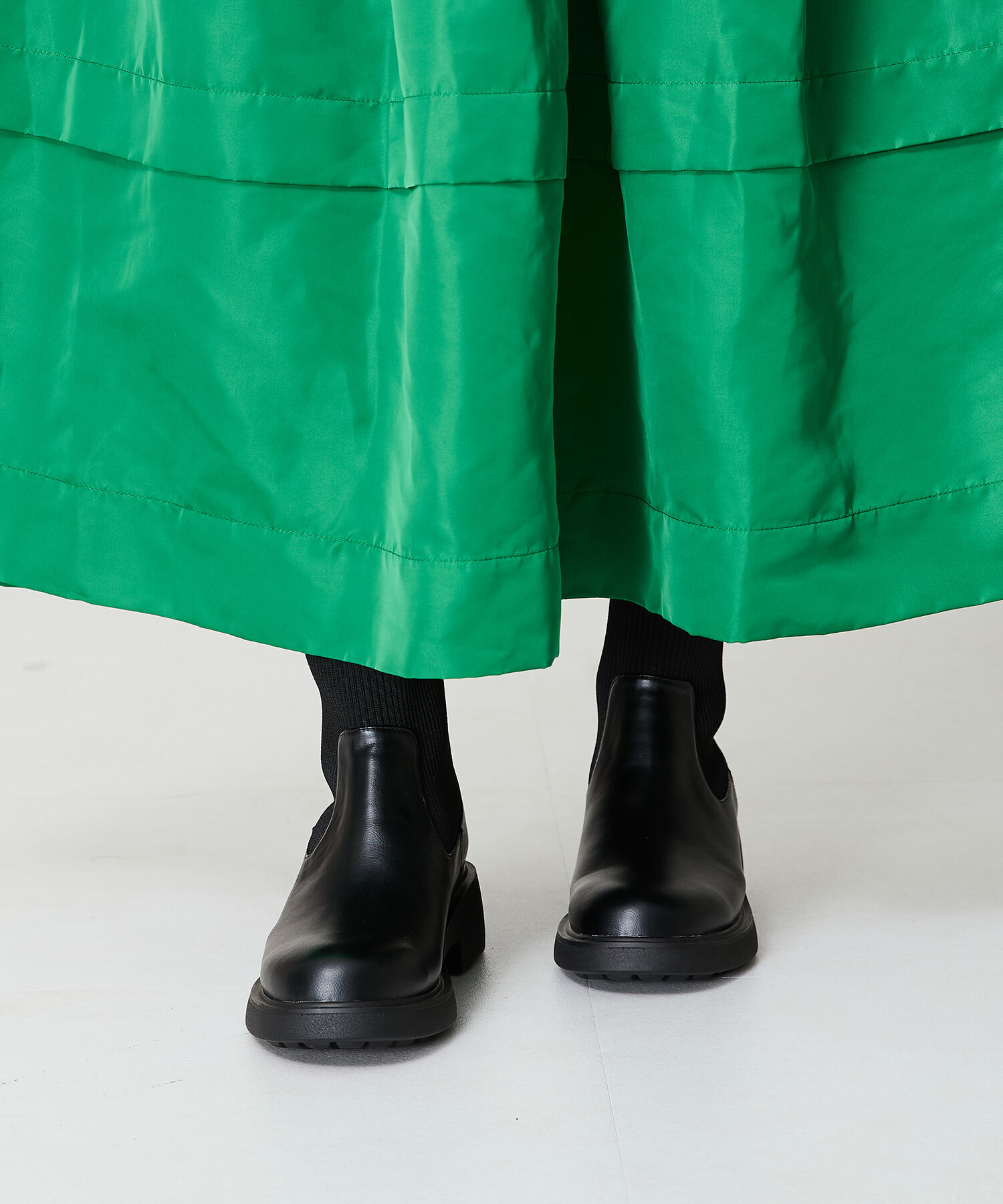 WA Oriental TRaffic「リブ ニット バックジップ ブーツ /42407 ショートブーツ 厚手クッション」|ショートブーツ|