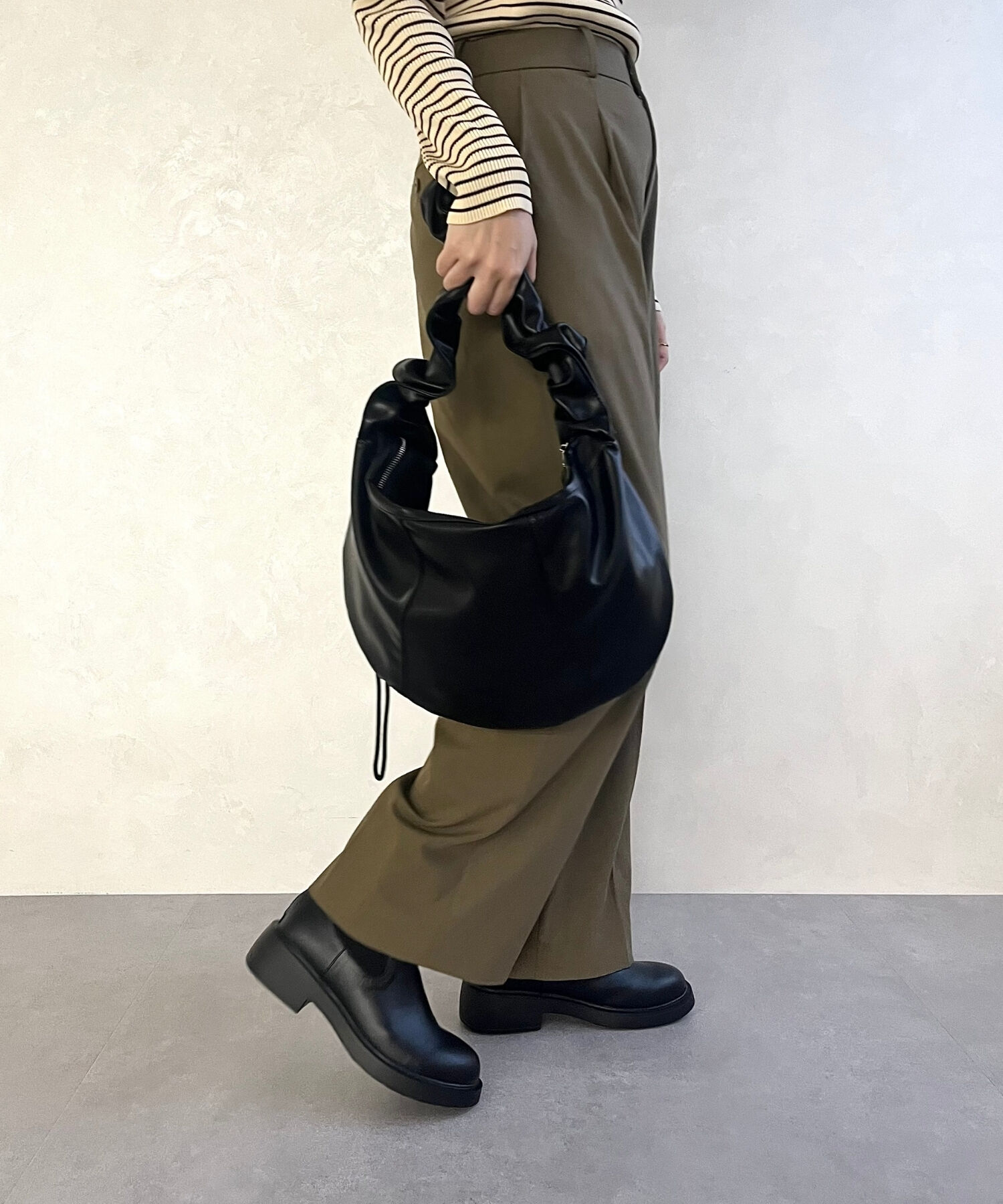 WA Oriental TRaffic「リブ ニット バックジップ ブーツ /42407 ショートブーツ 厚手クッション」|ショートブーツ|