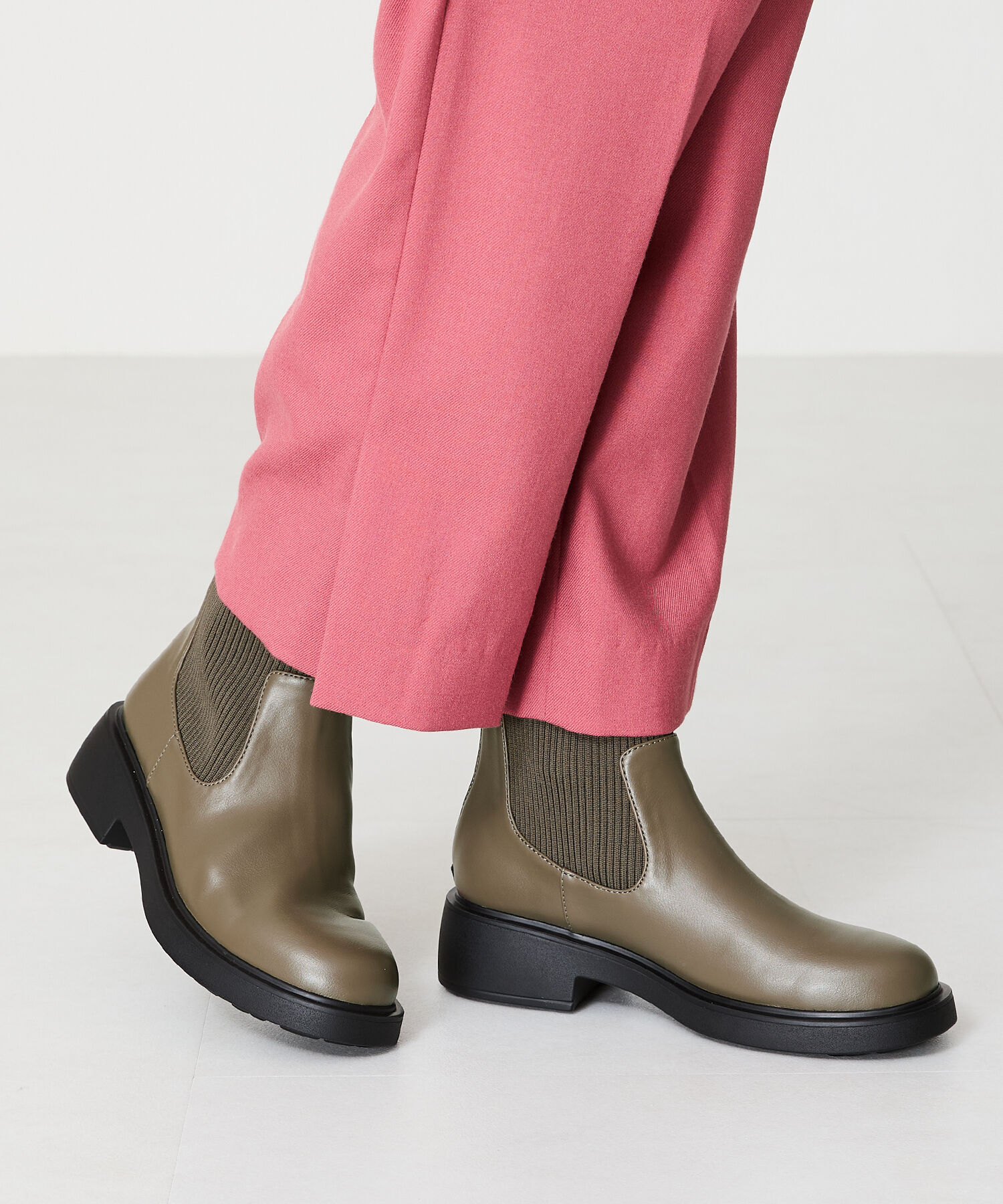 WA Oriental TRaffic「リブ ニット バックジップ ブーツ /42407 ショートブーツ 厚手クッション」|ショートブーツ|