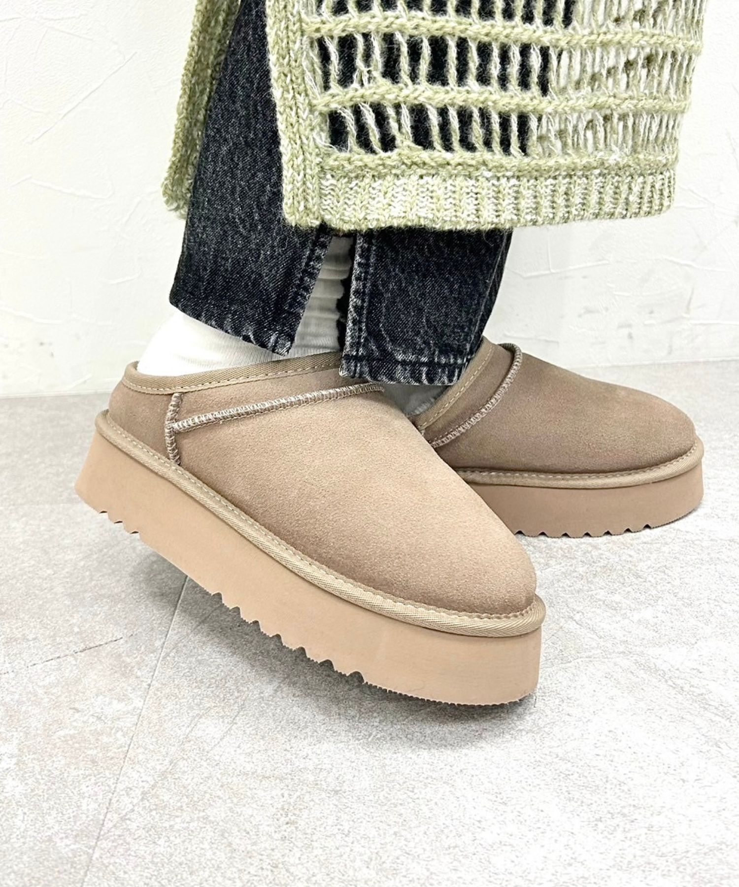 ORiental TRaffic「厚底 ムートン スリッポン シューズ/41320」|ショートブーツ|